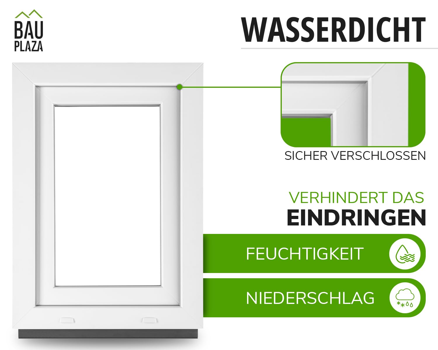 Kunststofffenster BxH 50 x 80 cm Weiß - Dreh-Kipp Kellerfenster DIN Links - 2-fach Verglasung 32 mm - Wärmeschutz & Schallschutz - PVC Fenster für Haus, Keller, Garage