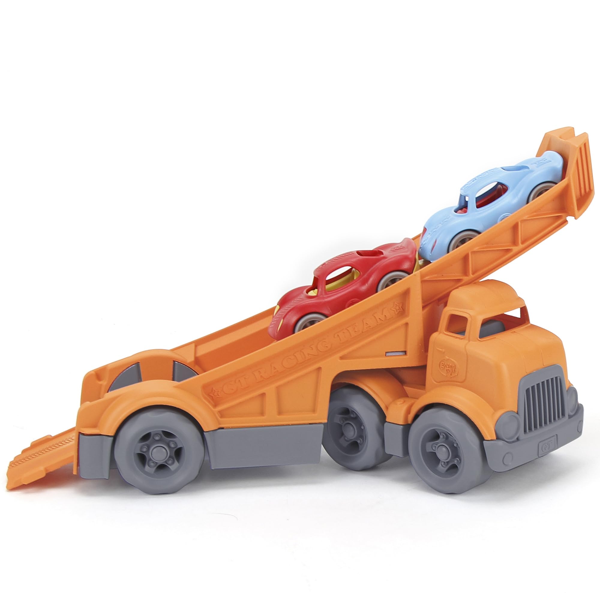 Green Toys Racing Truck - 3pc Toy Cars, Truck Toy with Car Ramp, Toddler Toys, Made from Recycled Milk Jugs, Toys For 3 Year Old Boys & Girls