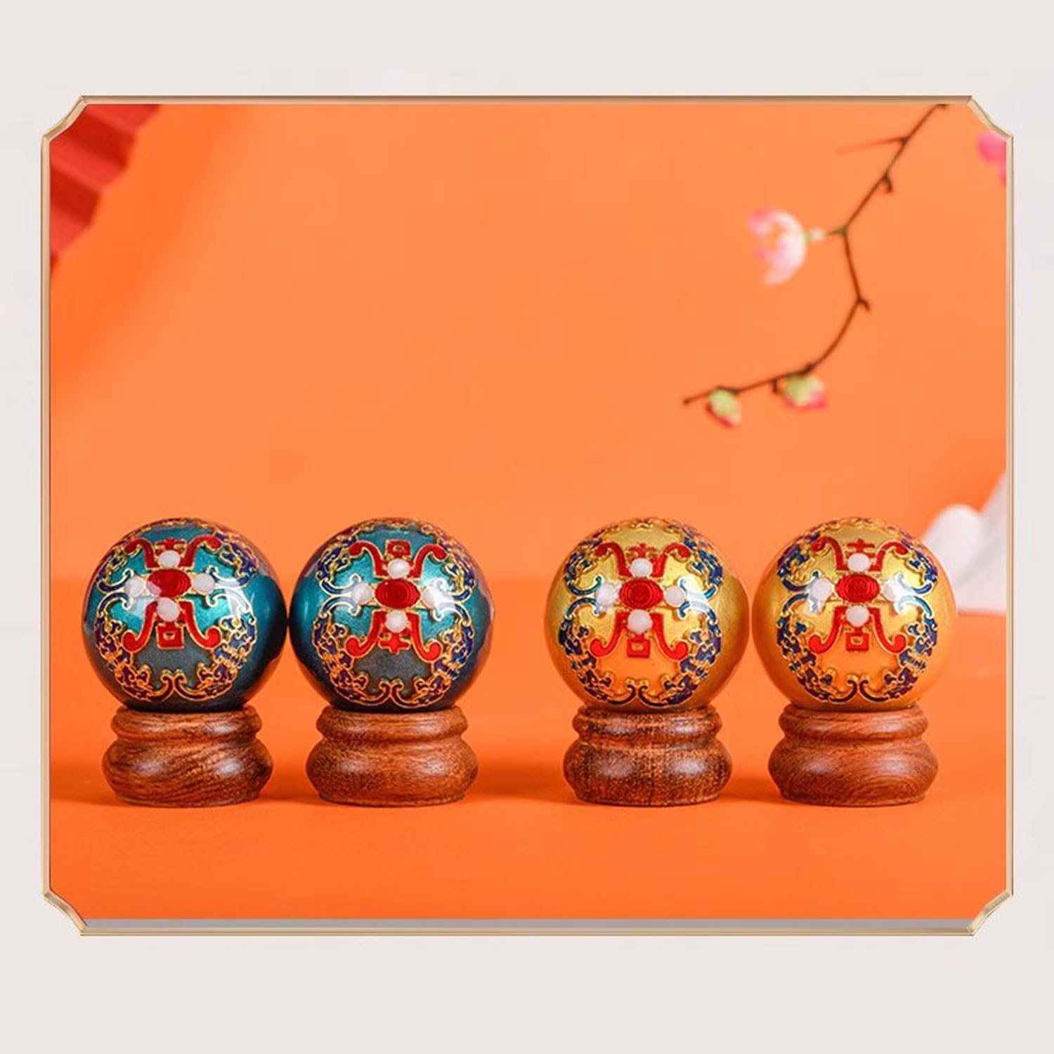BBAUER palline massaggio pallina antistress palline cinesi Palline cinesi di Baoding Palline da massaggio per esercizi manuali con carillon regalo per genitori(Color:A,Size:)