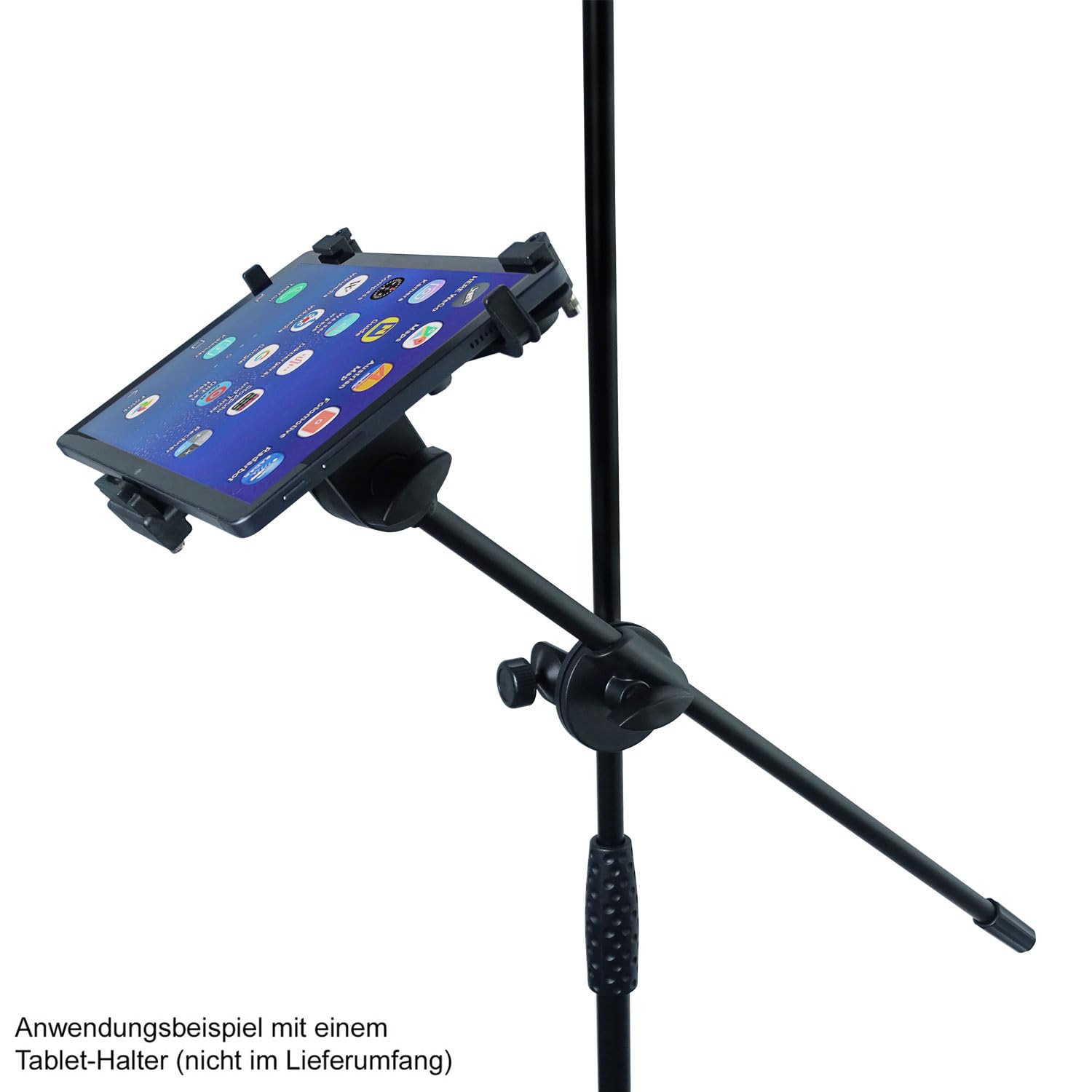 keepdrum MS106 BLK Mikrofonständer mit Galgen + MSA067 Mikrofonarm zum Anbringen von Mikrofon/Tablet/Handy-Halterungen