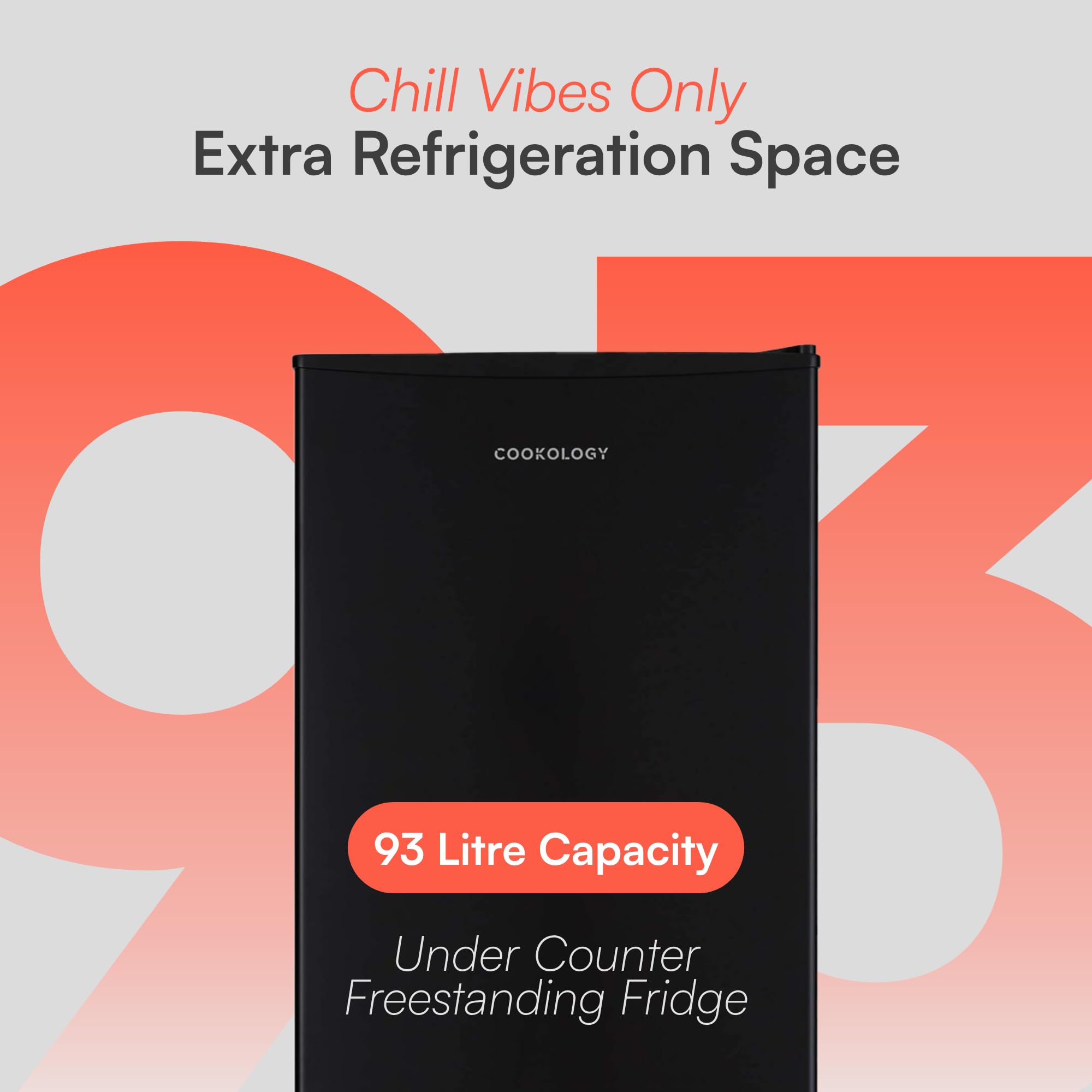 Cookology UCIF93BK Freestanding under counter Fridge in Black - 93 Litre Capacity - Adjustable Temperature Control & Legs - With Chiller Box — view 2