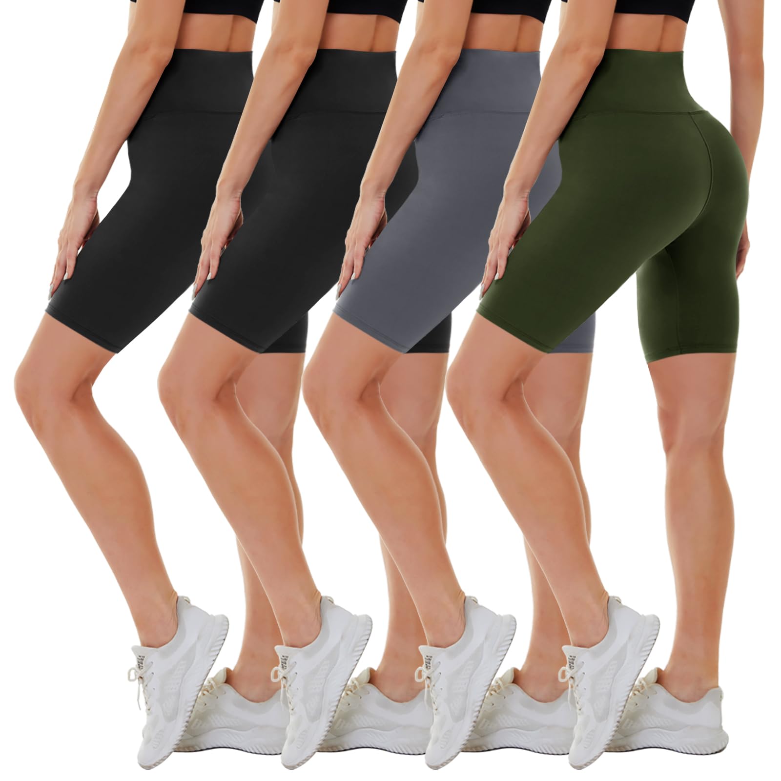 4 Pack Biker Shorts for Women - High Waisted 5"/8" Yoga Workout Shorts