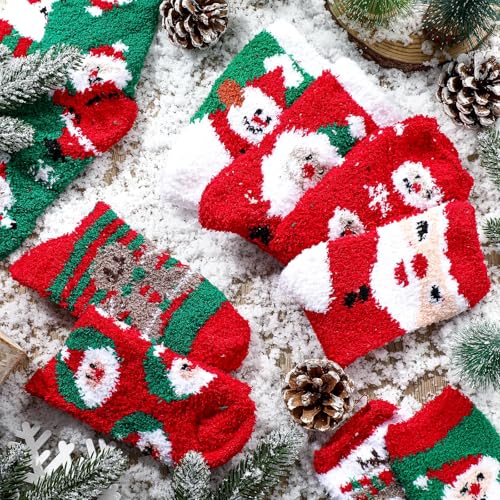50 Pairs Christmas Fuzzy Winter Socks Bulk Colorful Fluffy Warm Men Plush Stocking Xmas Unisex Cold Weather Sock4