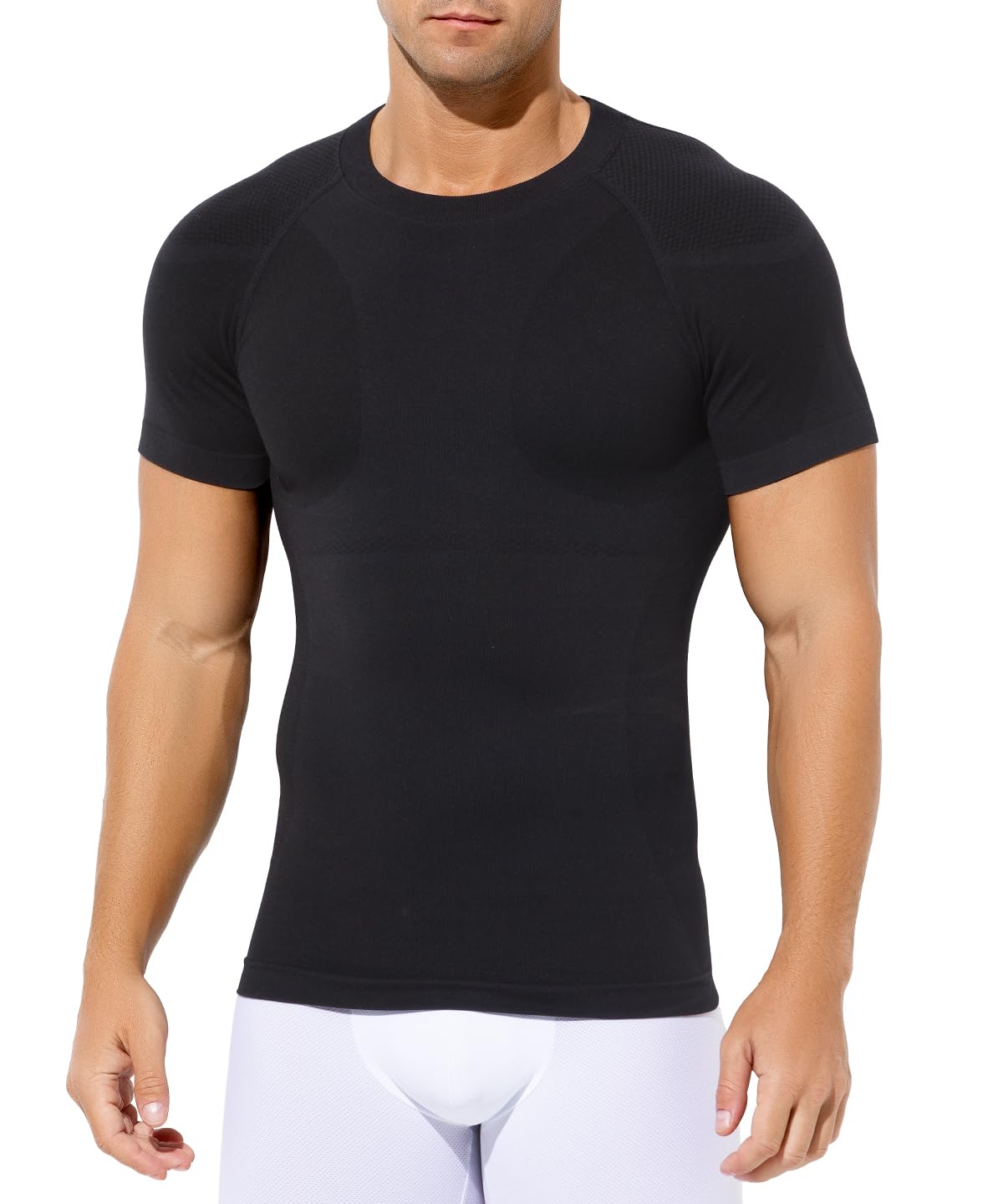 Casey Kevin Homme Compression T-Shirt, Shapewear Contrôle du Ventre Sport Top, Maillot de Corps Compression pour Perdre du Poids Ventre Plat Homme