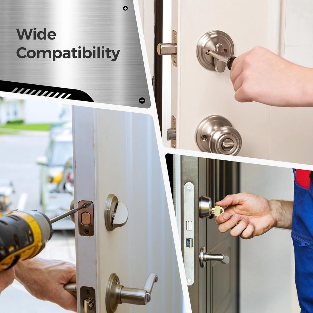 Stainless Steel Door Lock Reinforcement Plate, Anti-Kick Reinforcer for 2-3/8" Backset, 2-1/8" Bore, 1-3/4" Thickness