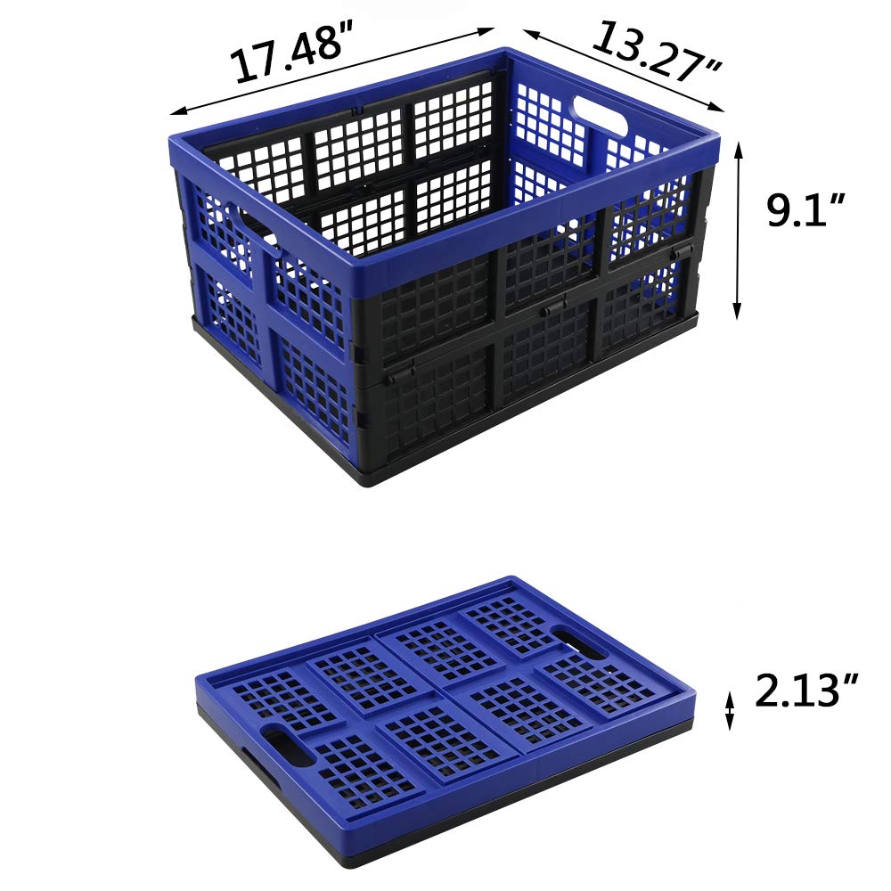 Hespapa - Cassette pieghevoli in plastica blu da 35 litri, contenitori per latte pieghevoli, confezione da 2