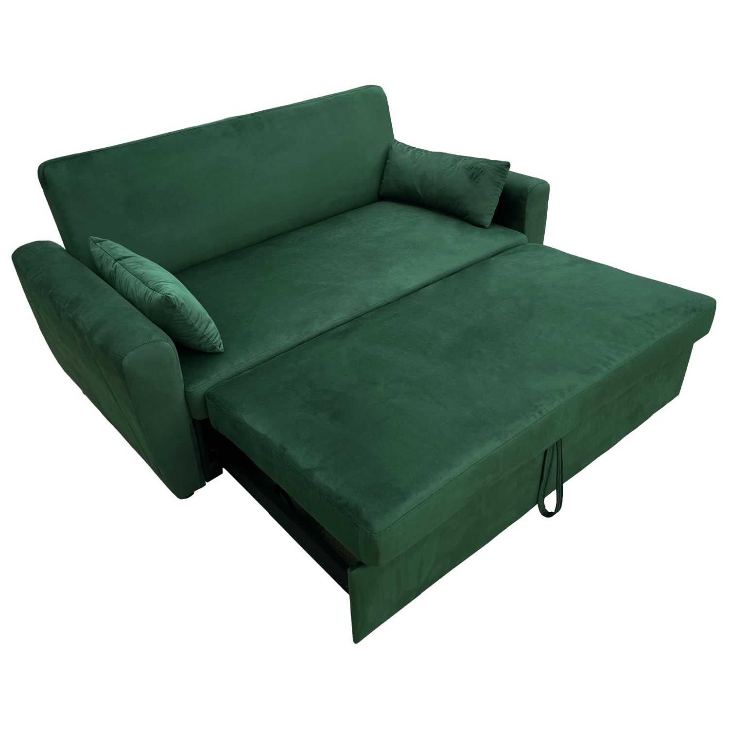 Happy Garden Sofá Cama Matt de Terciopelo Verde, 2 plazas. Sofá con Respaldo reclinable y Cojines