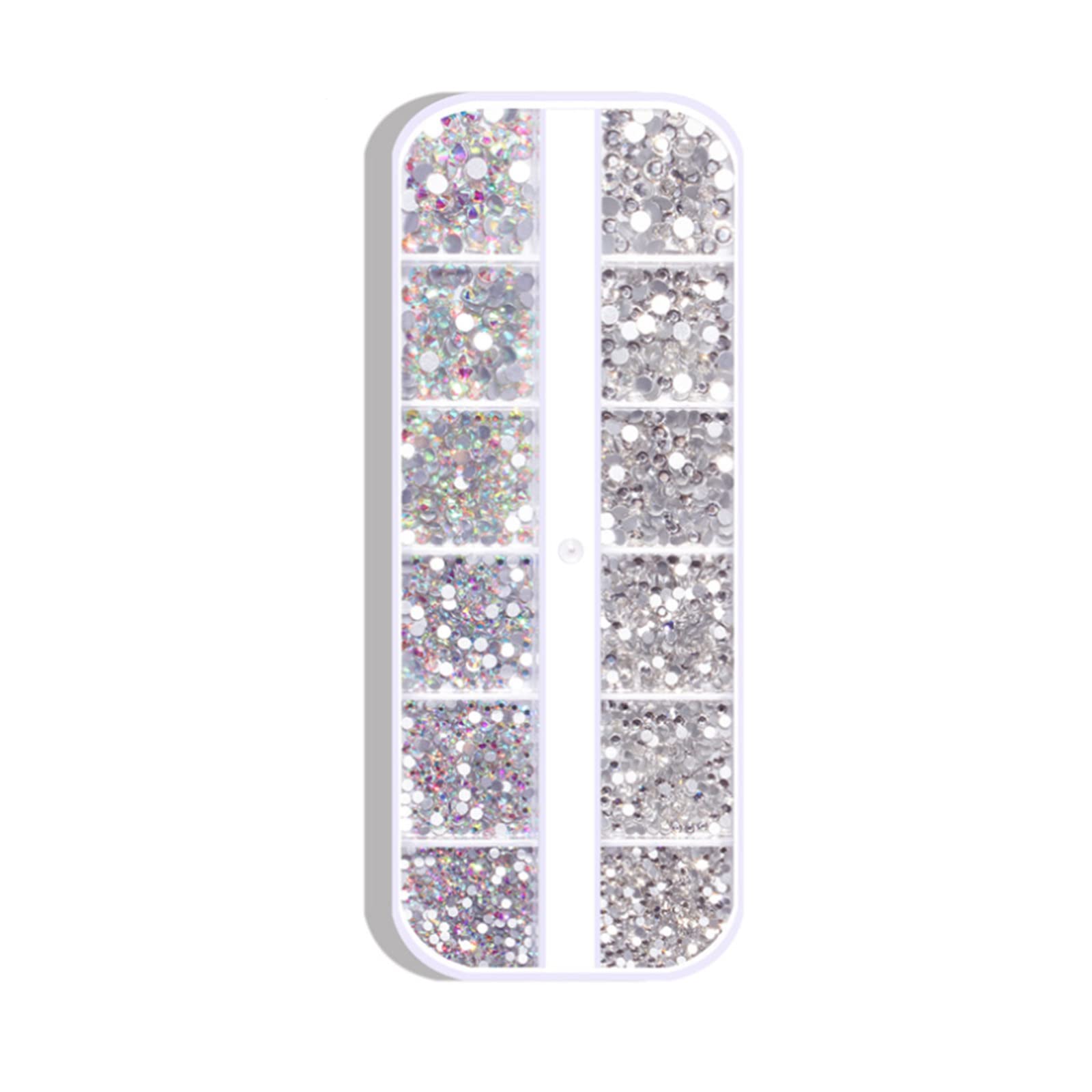 Pepisky 1800 Pcs Nail Arts Rhinestone Kit Crystal AB Decoration Gems 6 Sizes (1.6-4 mm) Round idescent Glass Flatback Glitter Diamond Charms Gem Stone For 3D Craft Jewelry DIY