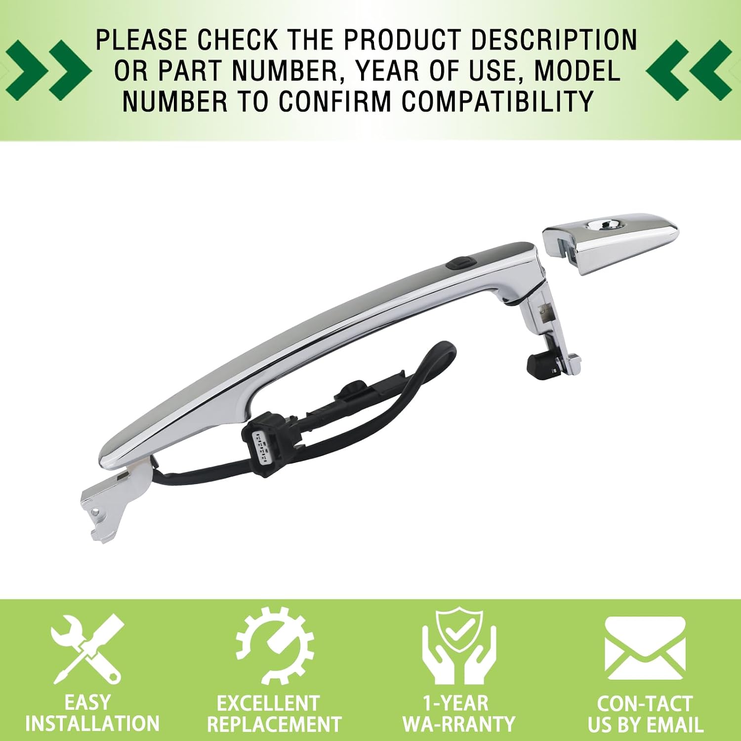 Exterior Door Handle Front Left Driver Side with Keyhole Smart Entry Keyless Compatible with 2010-2013 Nissan Rogue Replaces 80640-CZ31B 80645-CA000
