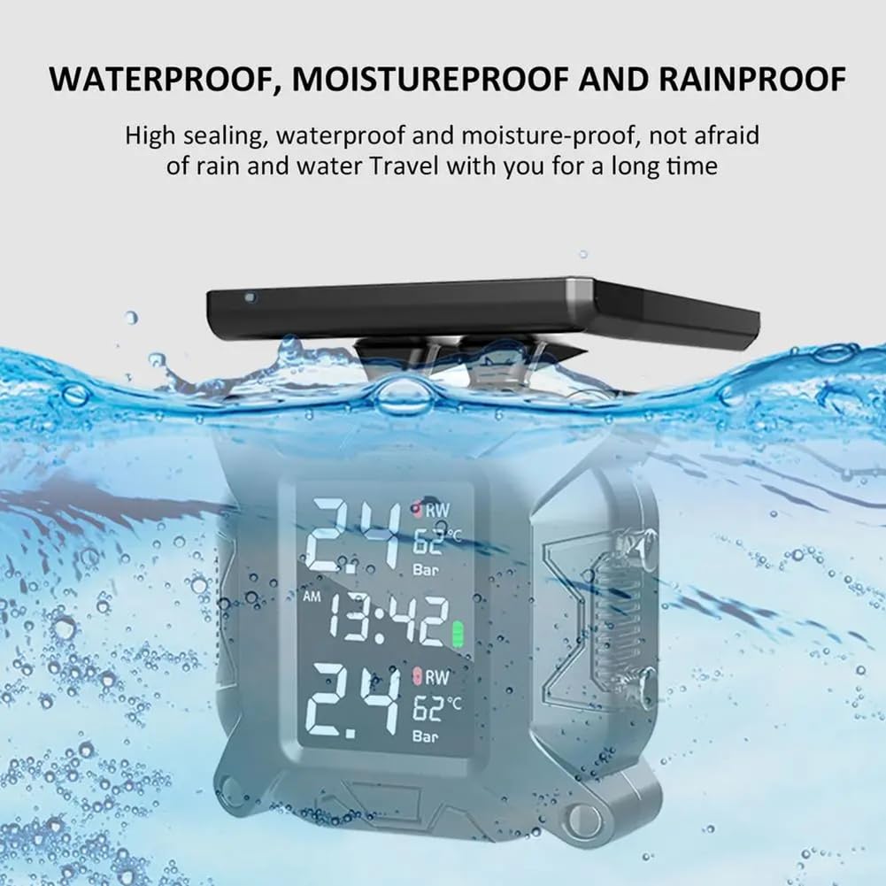 Moto TPMS Solar Power Tire Pressure Monitor in tempo reale di monitoraggio della pressione dei pneumatici Sensore di temperatura durevole