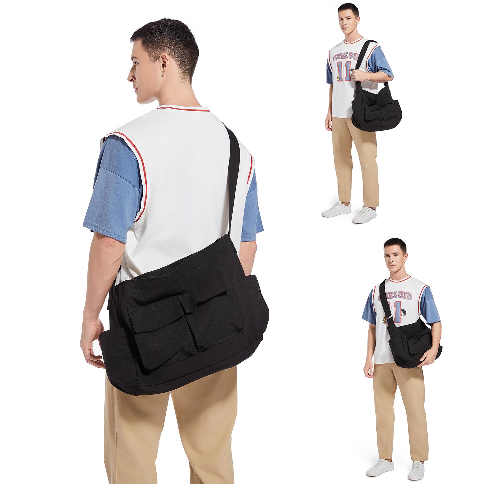 Bolsa Bandolera Mujer, Bolsa Cruzada de Tela para Hombre y Mujer, Viajar y Trabajar