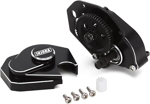 INJORA 16g Complete Transmission Gearbox with Steel 0.3 Mod Transmission Gear for Axial SCX24 Deadbolt C10 JLU Gladiator Bronco 1/24 RC Crawler Car Upgrade(Black)