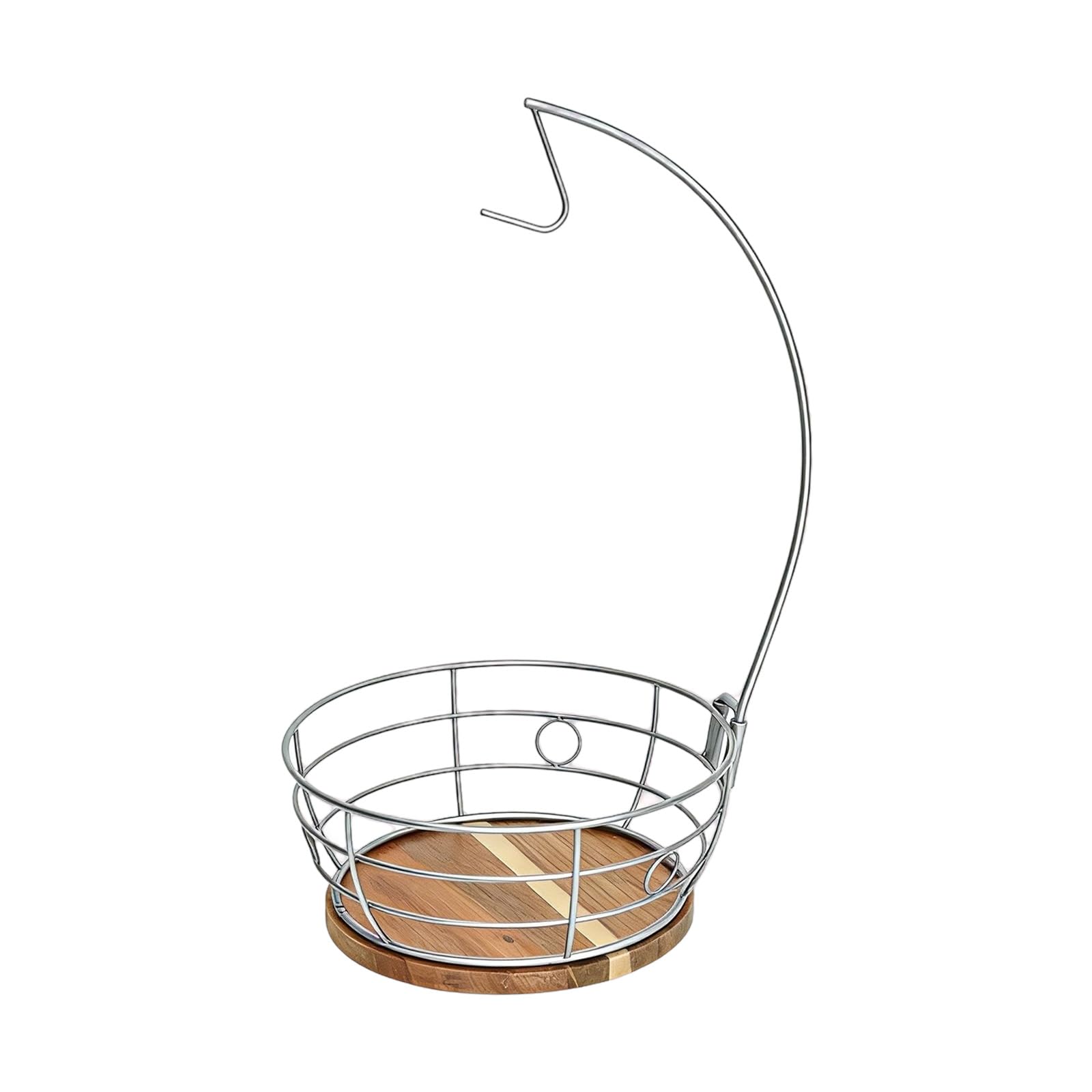 ZEPFJHE Rotating Fruit Bowl with Built in Banana Hanger Sturdy Metal Wire Design for Freshness Produce Display Space Saving Fruit Holder