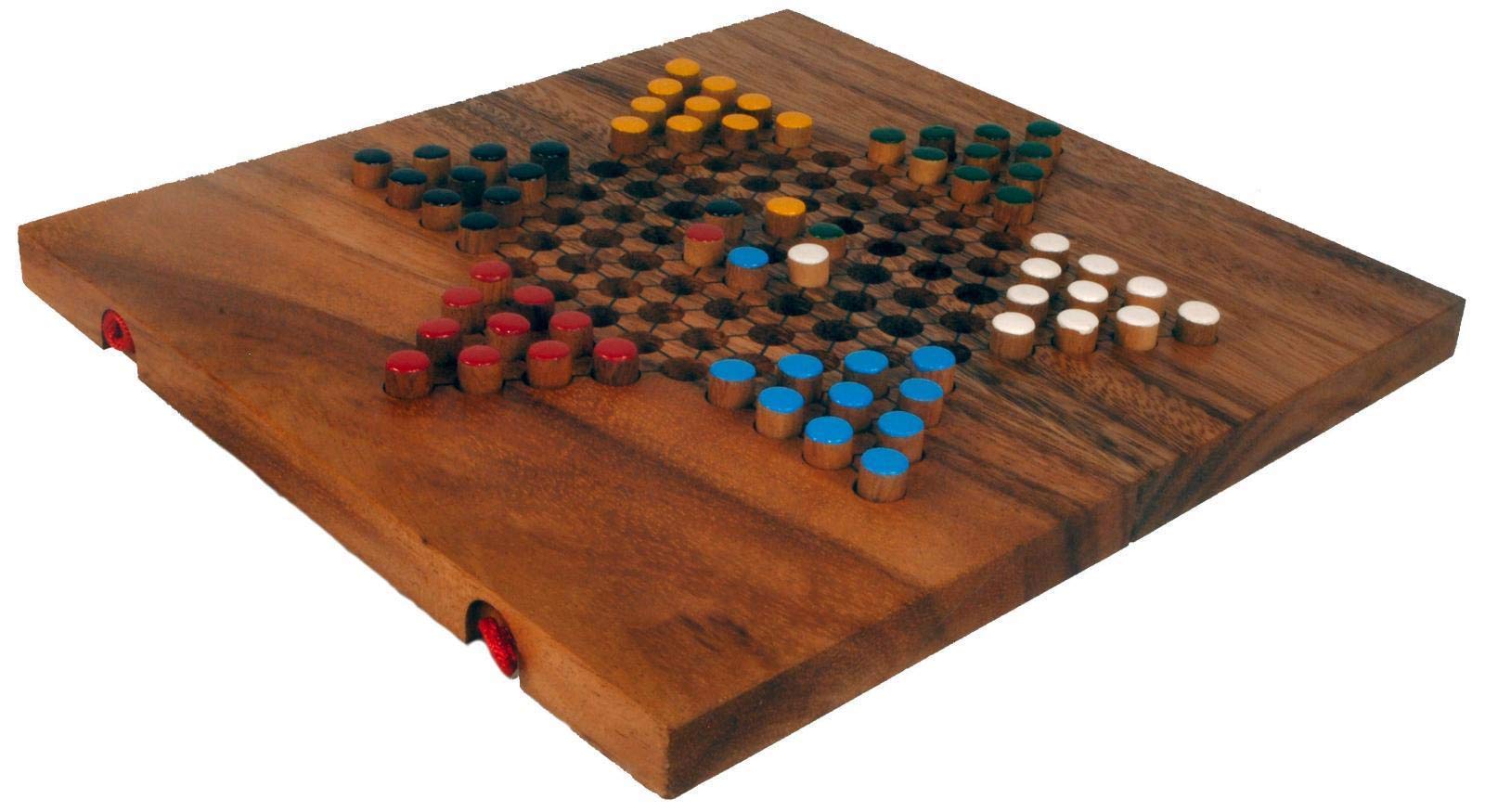 Terrapin Trading Ltd Jeu de Dames Chinois en Bois de Bois de Pluie en Bois thaïlandais équitable Commerce Boîte en Bois 24x13x3