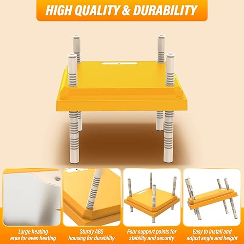 Miniatura 3 de Placa calefactora de pollitos, placa calefactora para criar, calentador de pollitos, altura ajustable, caja de sujeción de pollos lámpara de calor