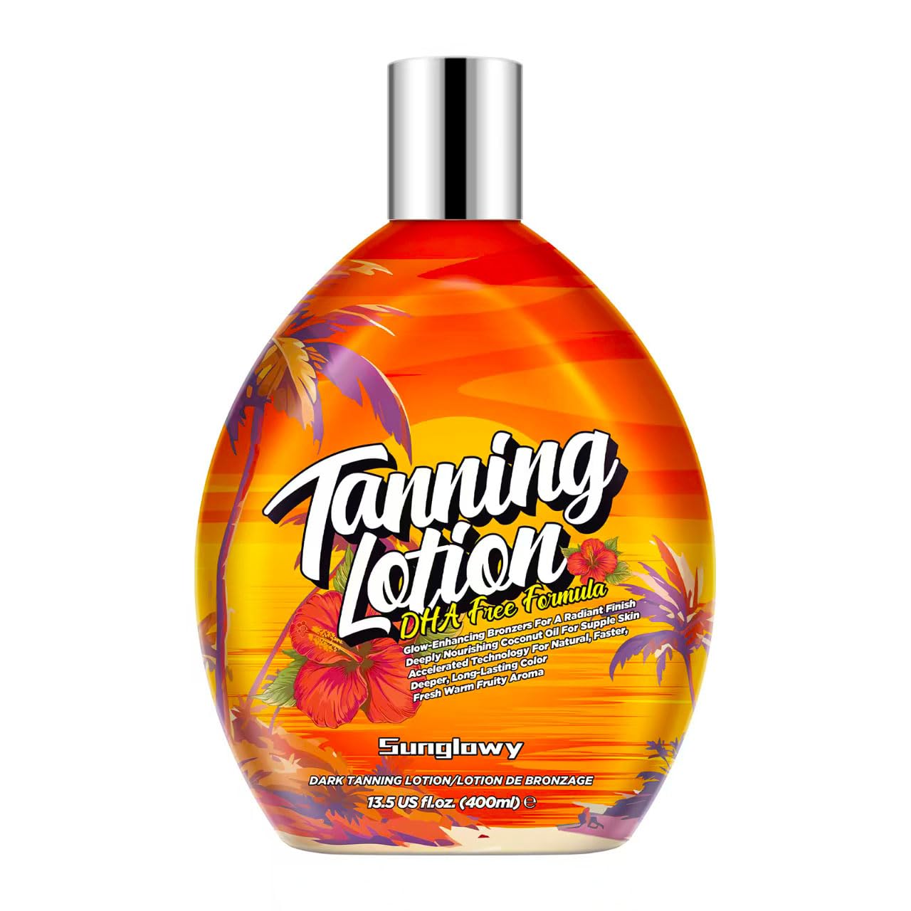 Sunglowy Bronzing Tanning Lotion Accelerator for Indoor Tanning Bed Cream to Get Dark Fast Tan, Sunbed Lotion w/Tattoo Protecting Formula, DHA Free, 13.5oz