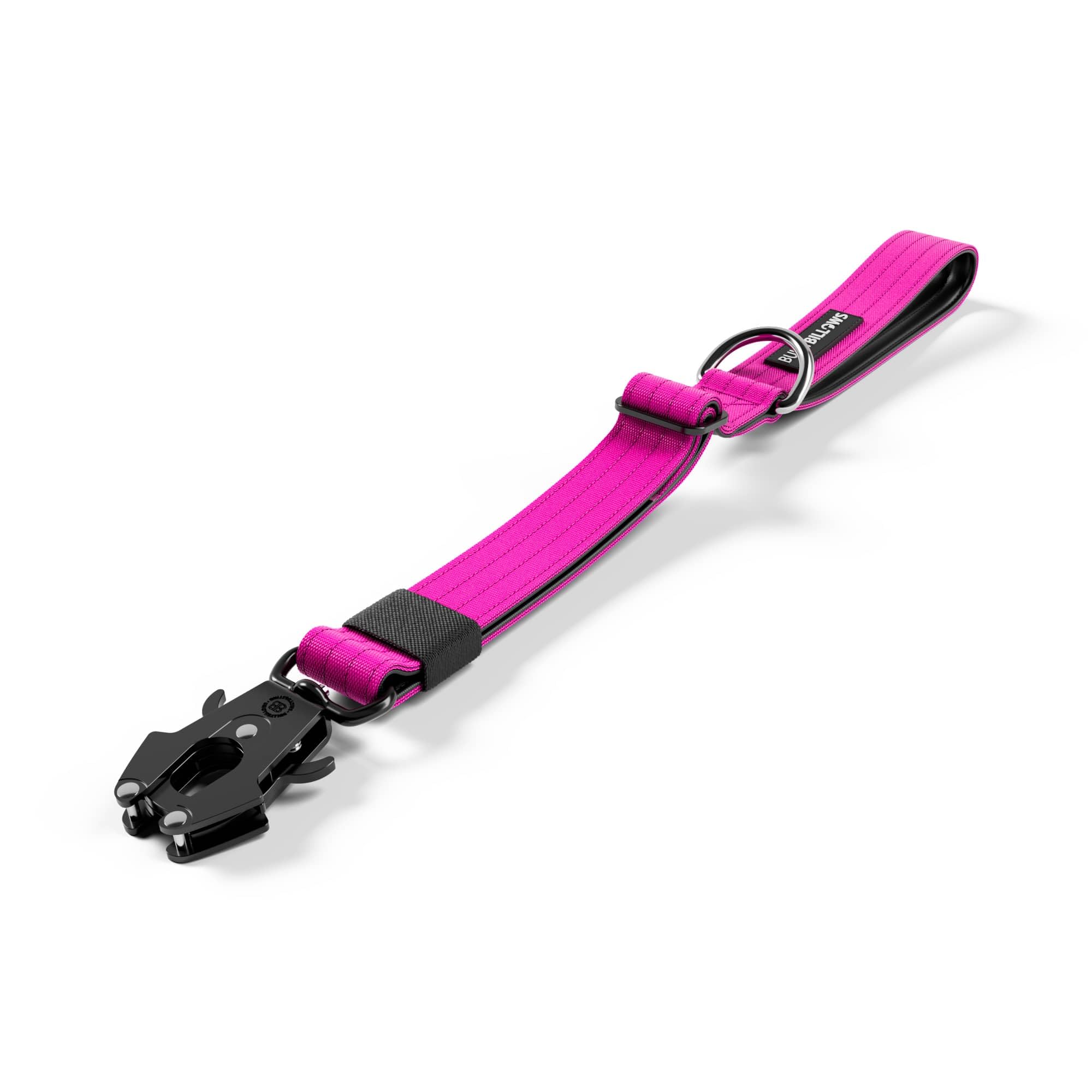 BullyBillows Traffic Dog Lead | Short Handle for Tight Control and Safety | Padded, Robust and Ideal for Car and Walks (Magenta)