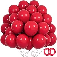 Vista 24 de Globo rojo 110 piezas, globos de látex rojos de 12 pulgadas para cumpleaños, Día de San Valentín, boda (con 2 cintas).