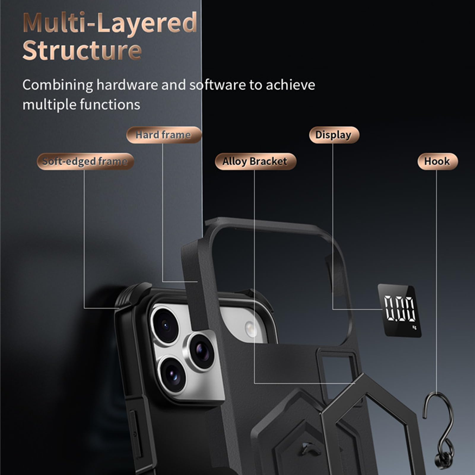 Schlanke Hülle Für iPhone 17 Pro Max/17 Pro/Air/17, Verstellbarem Ständer, Militär Schutzhülle Rutschfestem Griff Stoßfest Handyhüllen,Schwarz,17 Pro