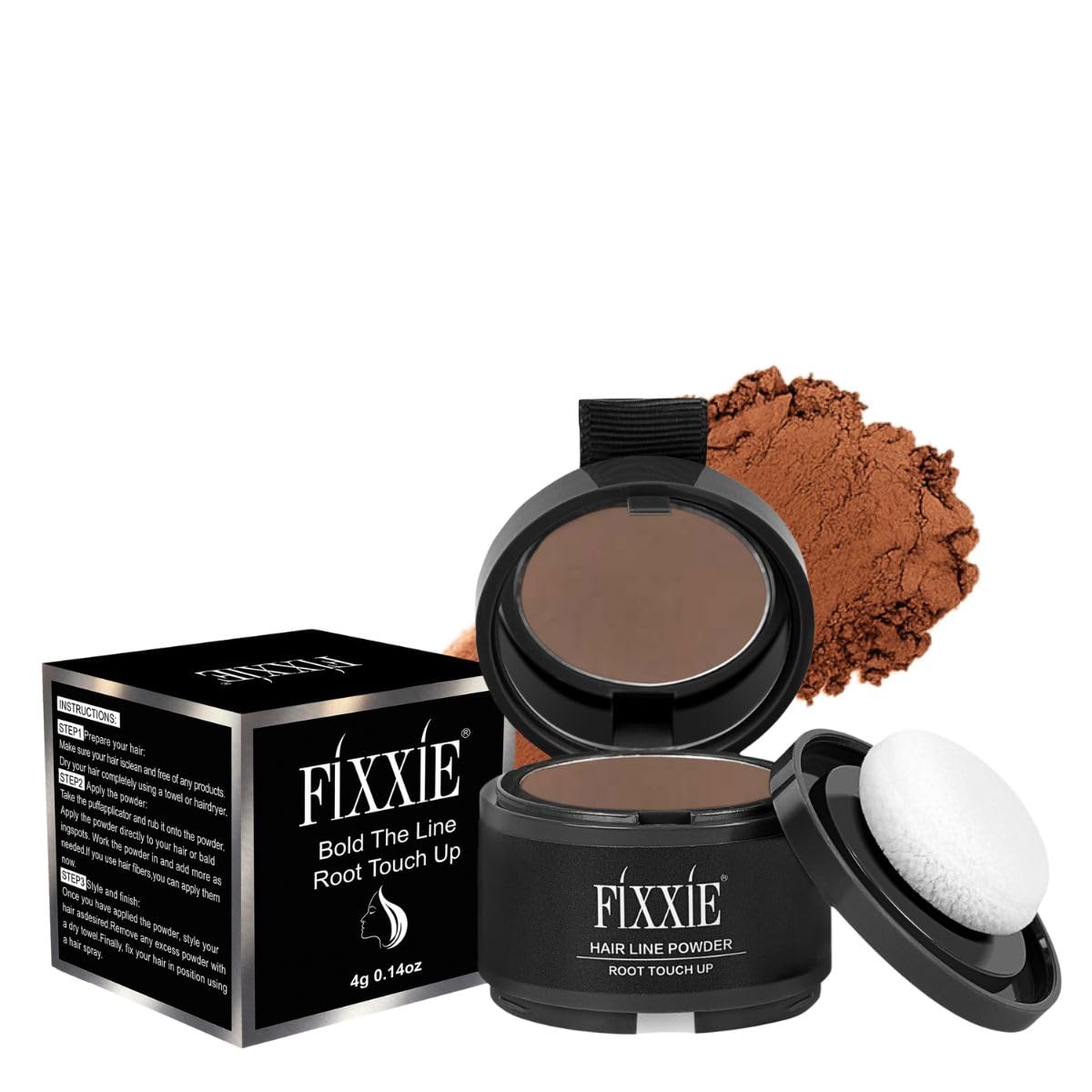 Polvere Per Ritocchi Delle Radici Di Colore Castano Medio, Correttore Istantaneo Per La Perdita Dei Capelli, Per Diradare I Capelli, Antivento E A Prova Di Sudore, Copertura Per Radici Con Specchio E-image