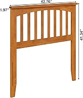 Vista 55 de AFI, Mission - Cabecero de madera maciza individual con cargador acoplable, color gris