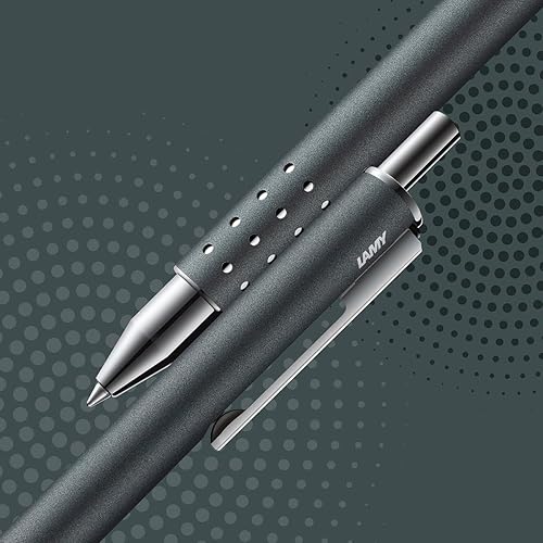 Miniatura 5 de LAMY swift 335 - Bolígrafo roller en superficie de laca negro-verde con puntos de acero inoxidable y clip retráctil, con recambio de bolígrafo M 66