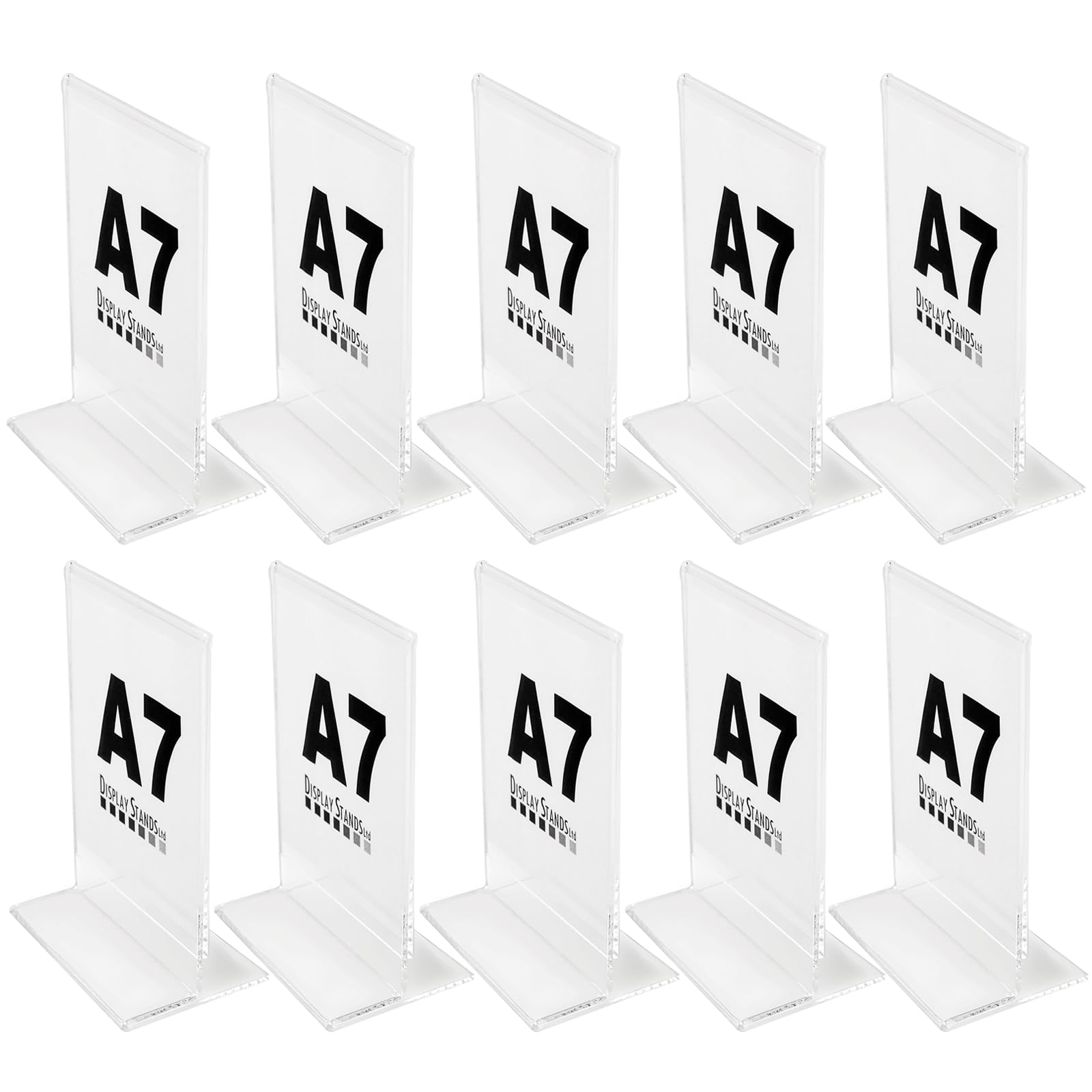DSL Acrylic Poster Menu Holder - Portrait, Double Sided, Table Display Stand, Sign Holder, Perspex Freestanding Menu Holder (SU-PDS) (10, A7)