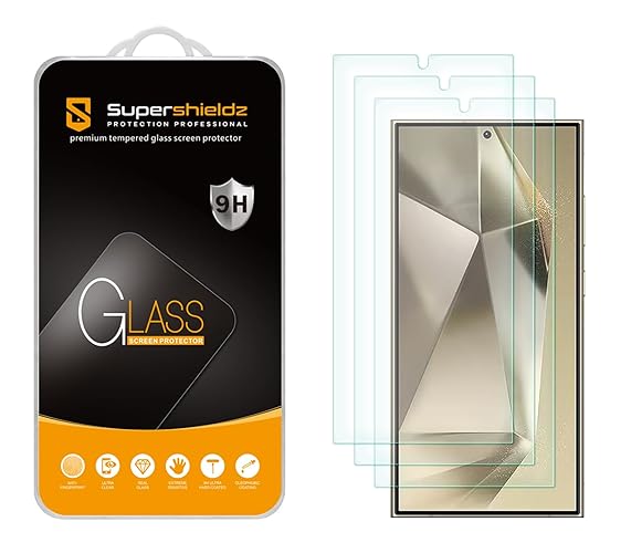 Supershieldz (3 Pack) Designed for Samsung (Galaxy S24 Ultra) Tempered Glass Screen Protector, Anti Scratch, Bubble Free - S24 Ultra (6.8 inch)