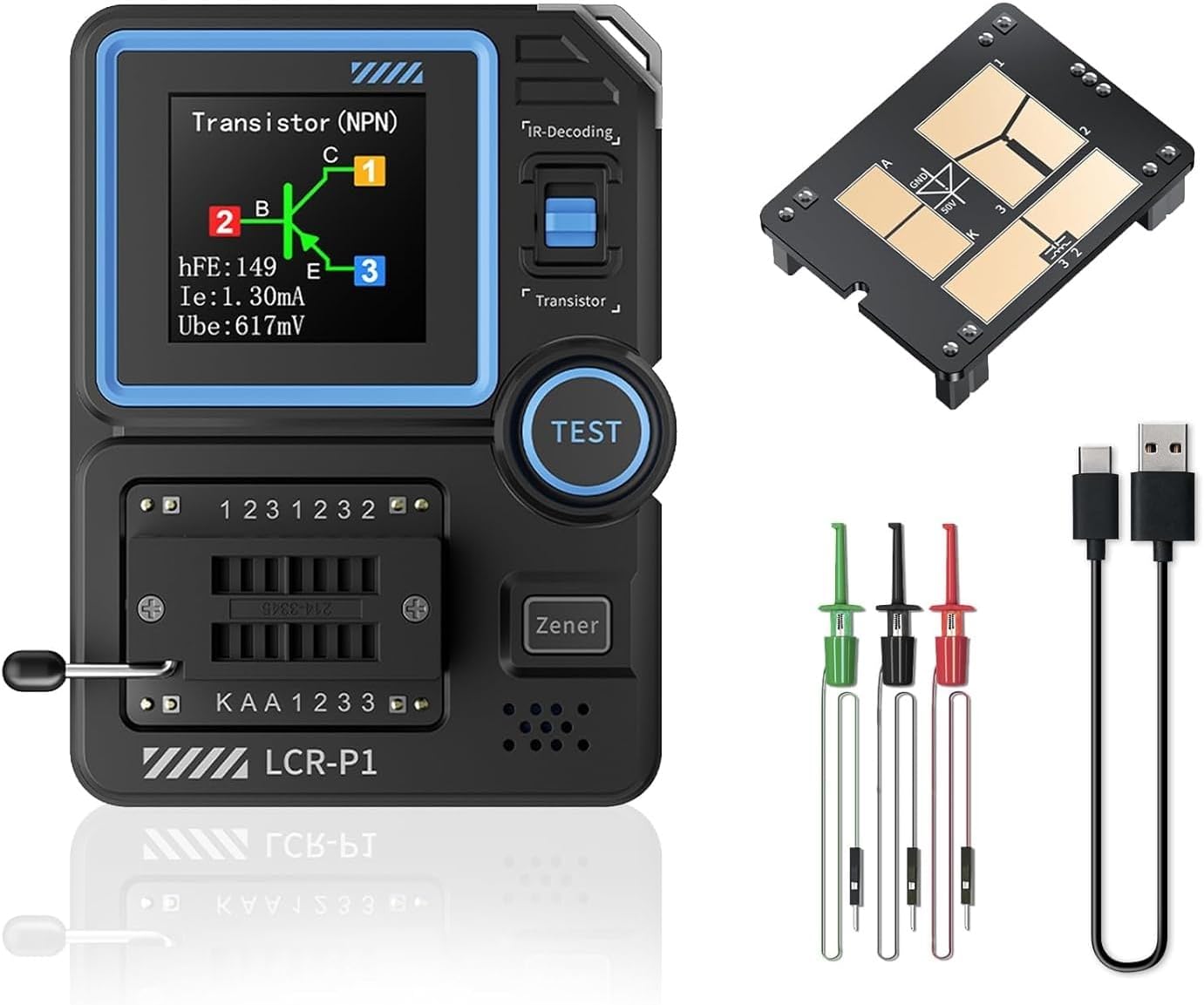 DEWIN LCR-P1 Transistor Tester, Multifunction Transistor Tester Capacitor Resistor and Transistor Electronic Component Test