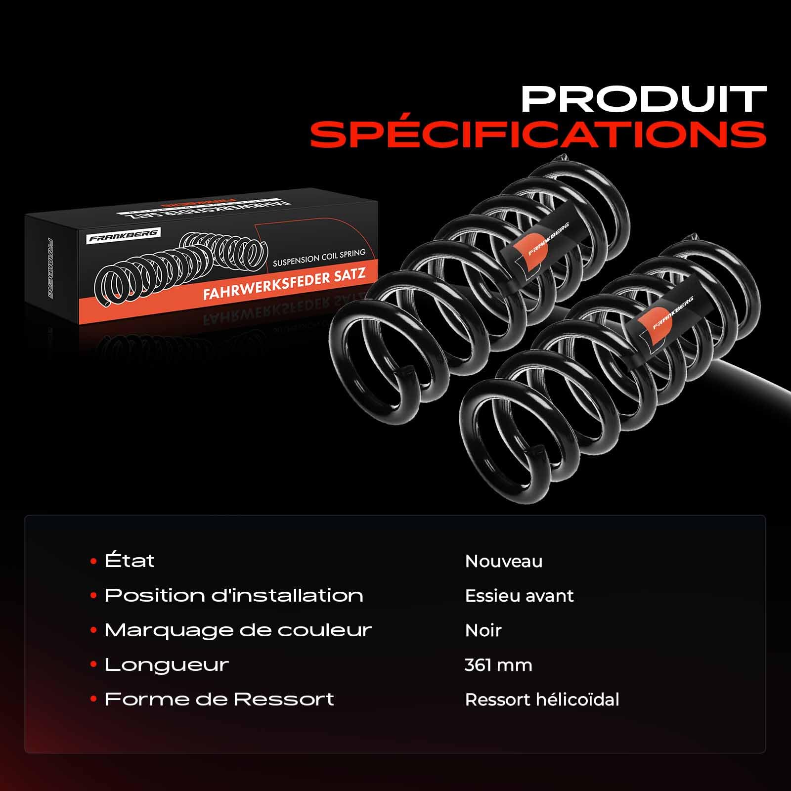 Frankberg 2x Ressort de suspension Compatible avec X5 E70 3.0d 3.0sd 4.8i xDrive xDrive30d xDrive35d xDrive40d xDrive48i 2006-2013 Remplacer# 31336779966,RA1127