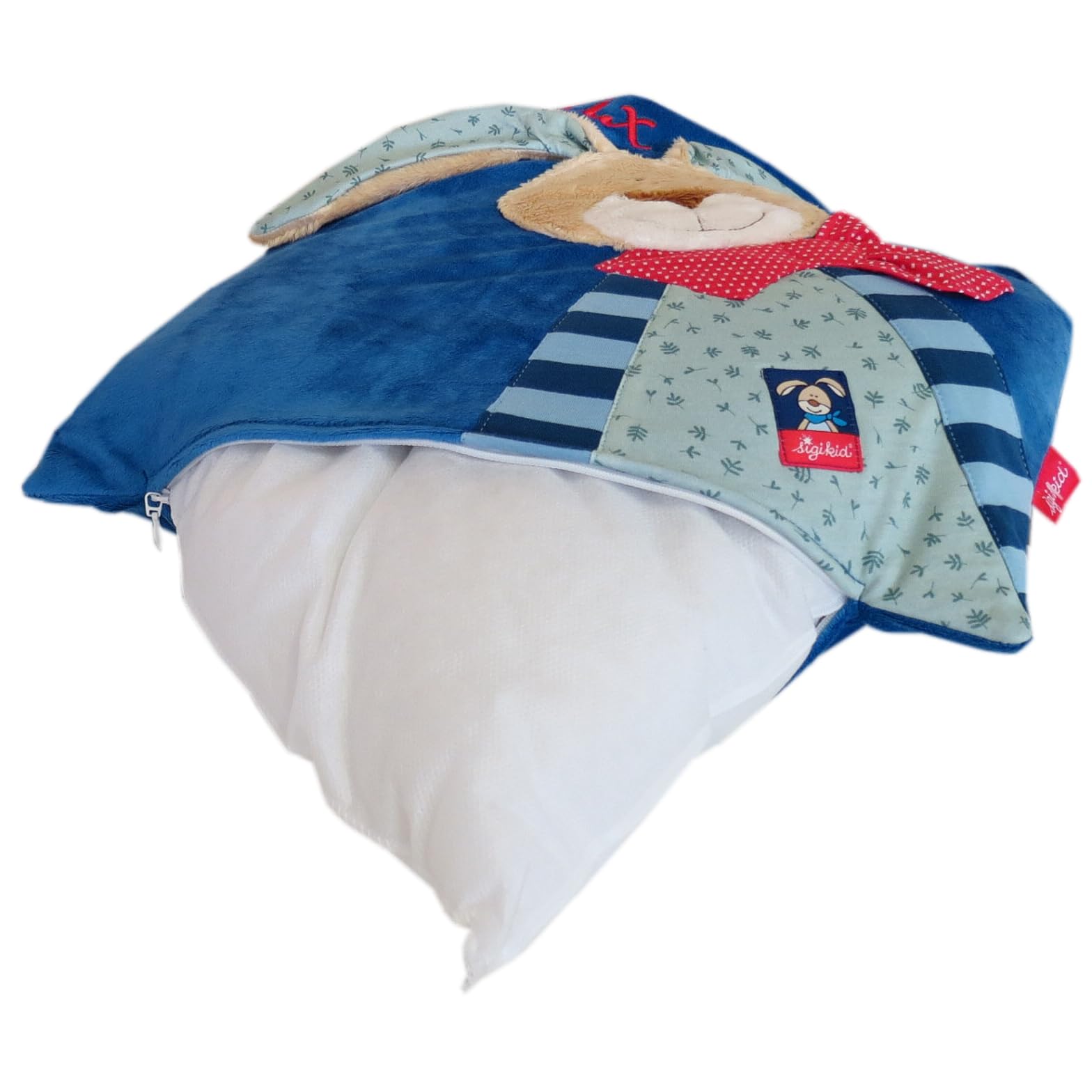 Sigikid Kuschelkissen mit Ihrem Wunsch-Namen Bestickt Wombel Bombel blau 40 cm x 40 cm inklusive Füllung Namenskissen Kinderkissen personalisiert