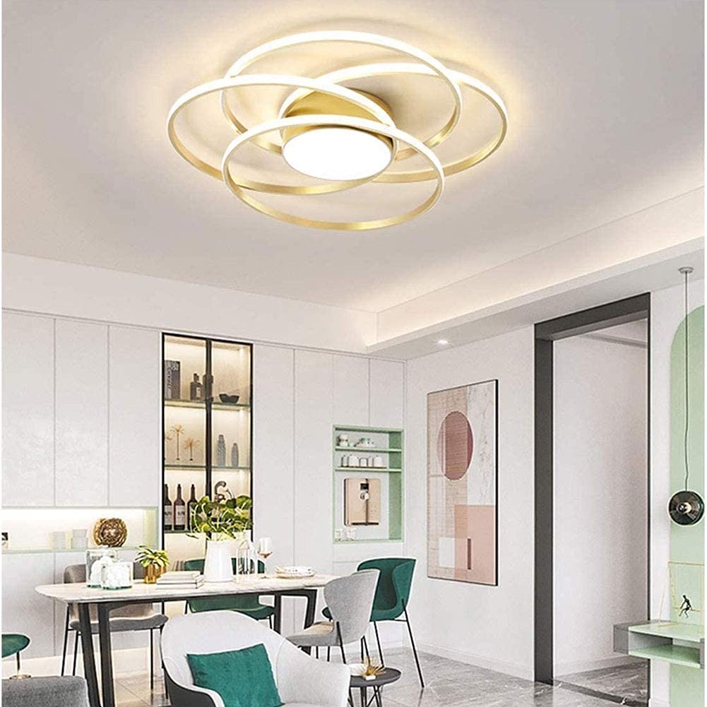 Plafonnier d'intérieur à LED 4 anneaux dorés chic - 8
