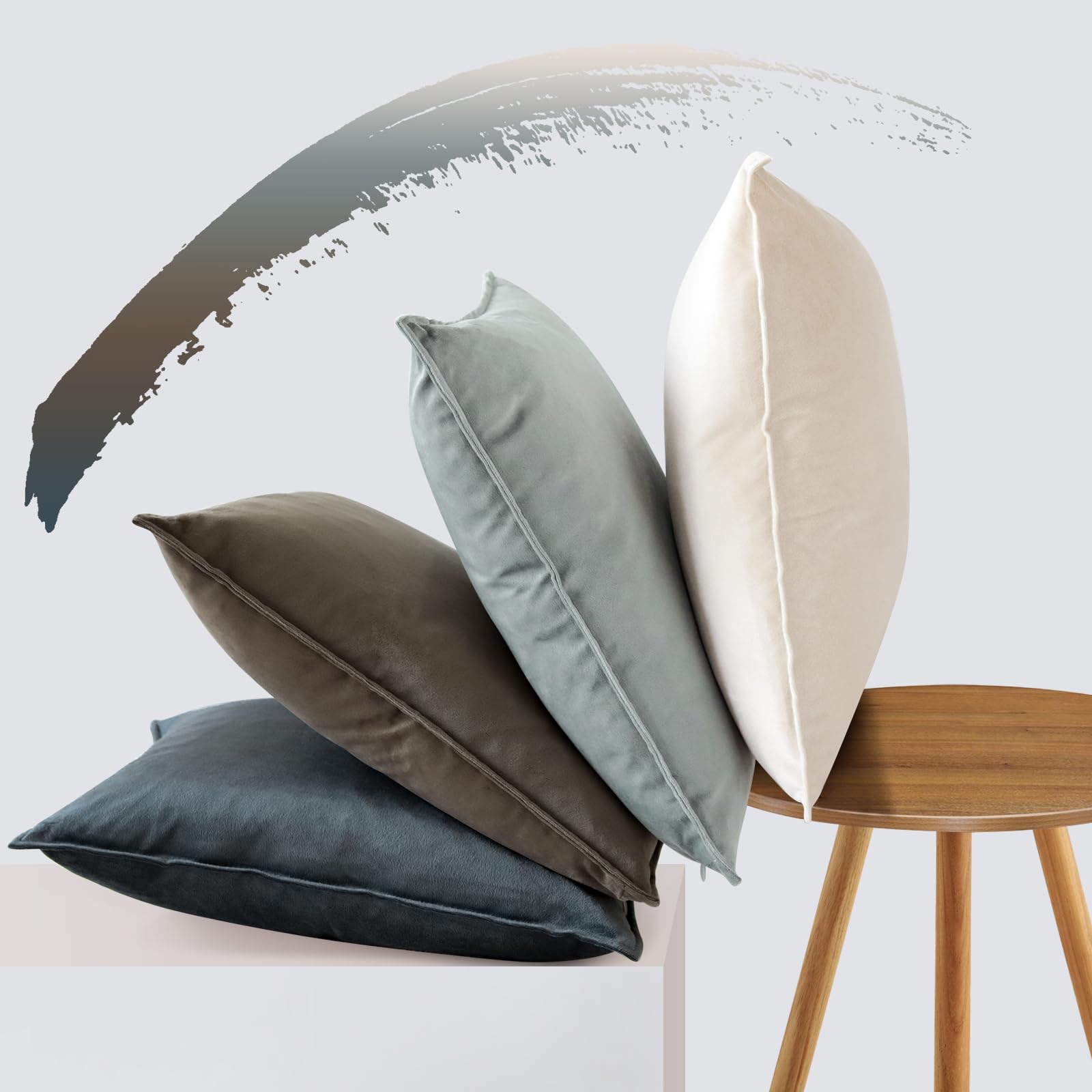 JOTOM Set di 4 fodere per cuscino in velluto a costine, decorative, per divano, morbide, decorazione per casa, soggiorno, camera da letto, 45 x 45 cm