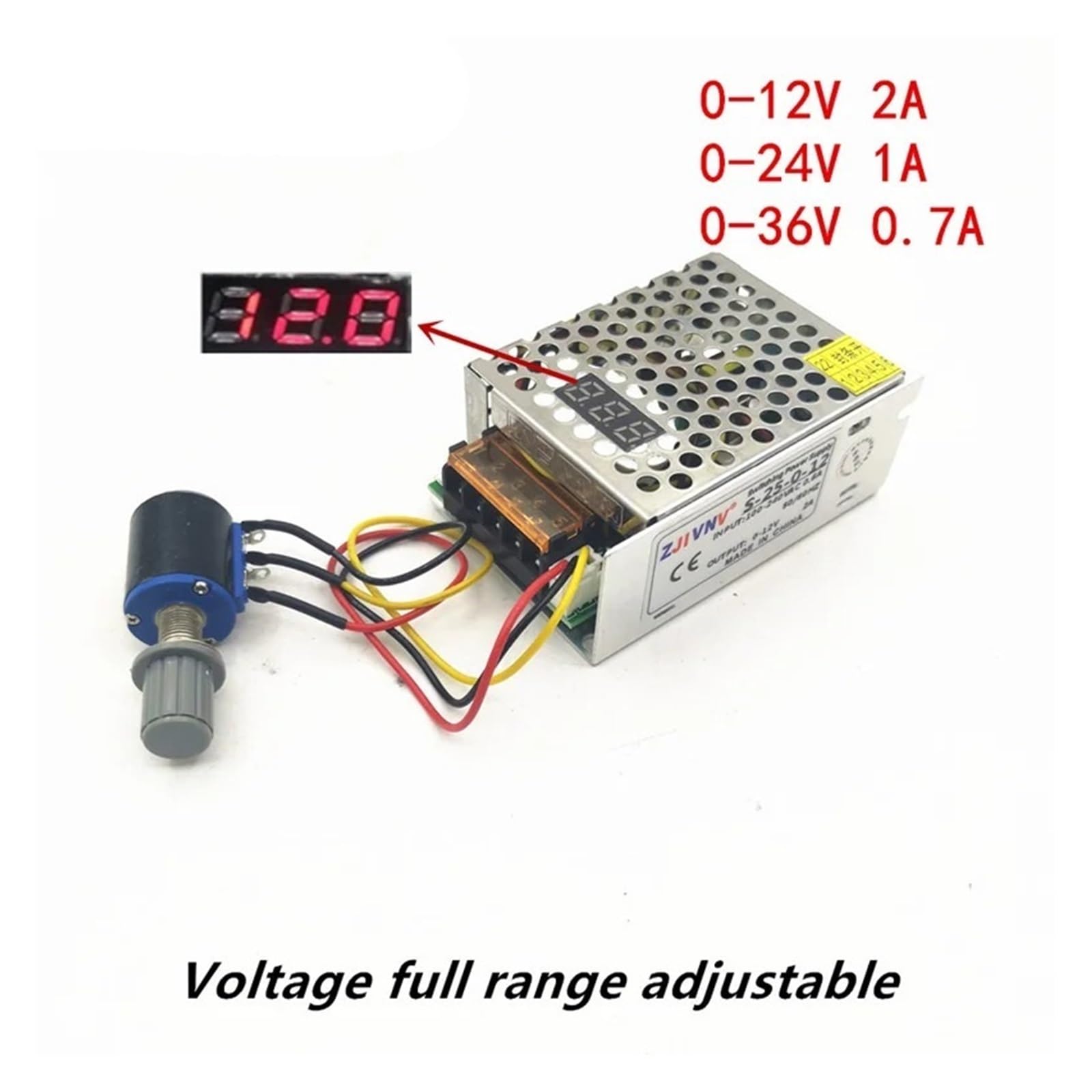 Zasilacz przełączany napięcie regulowane 25 W AC 100-240 V do DC 0-12 2 A z wyświetlaczem dla urządzeń elektrycznych HJS-25-0-12