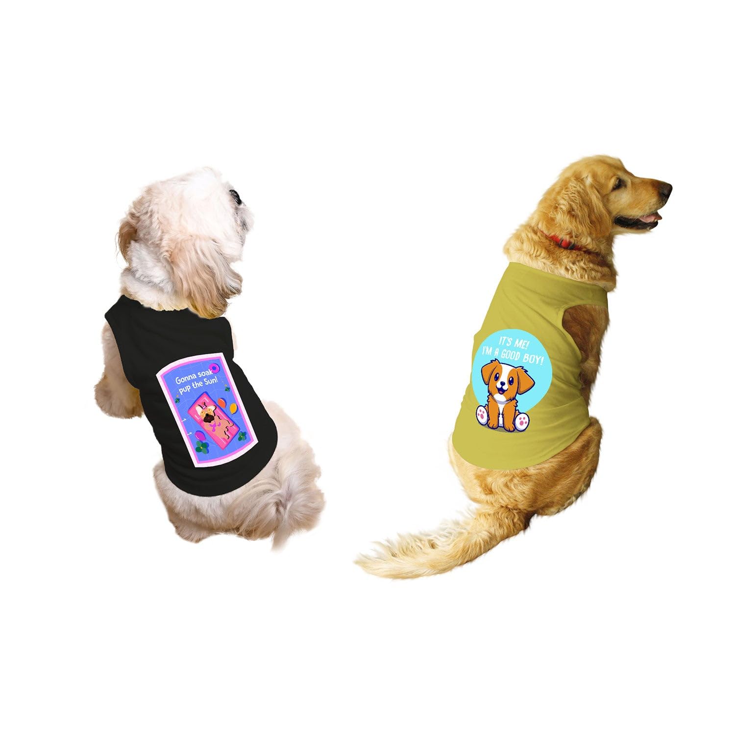Ruse Set of 2 Gonna Soak Pup The Sun & I m a Good Boy Printed Dog Tank Round Neck Sleeveless Vest T-Shirt/Tees Apparel/Clothes/Combo Tees Gift for Dogs(Black & Yellow/M (Chubby Pugs, Beagle etc.) (B0CBCLD3FB) Amazon Price History, Amazon Price Tracker