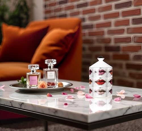 Miniatura 7 de AlphaDesignLuxe Portavelas italiano hecho a mano, jarrón de arte moderno con diseño de cara femenina, elegante tarro de aromaterapia para decoración