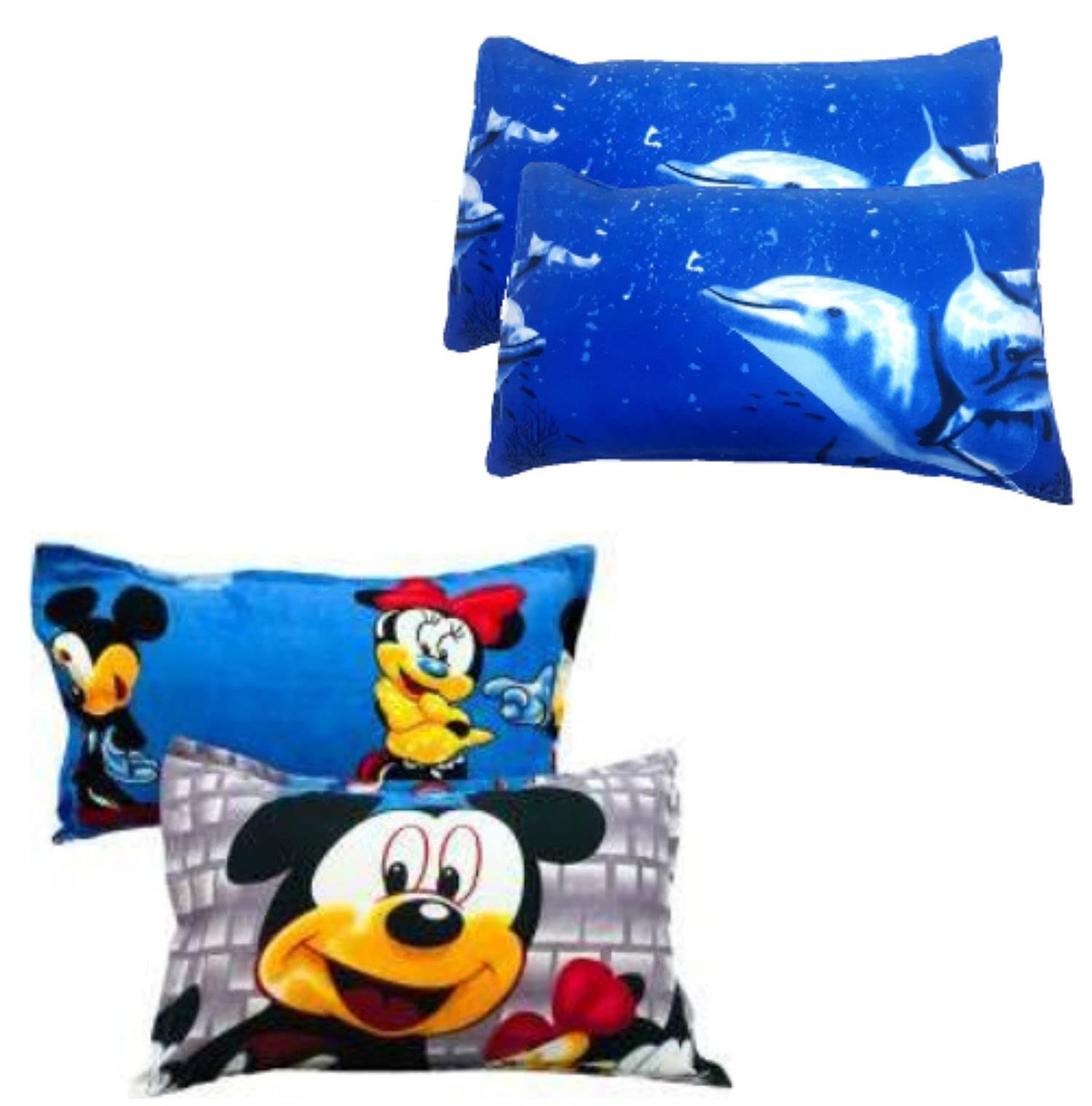 Supreme Home Collective Beautiful Microfiber Printed Pillow Cover Set of 2 (Blue Mickey)