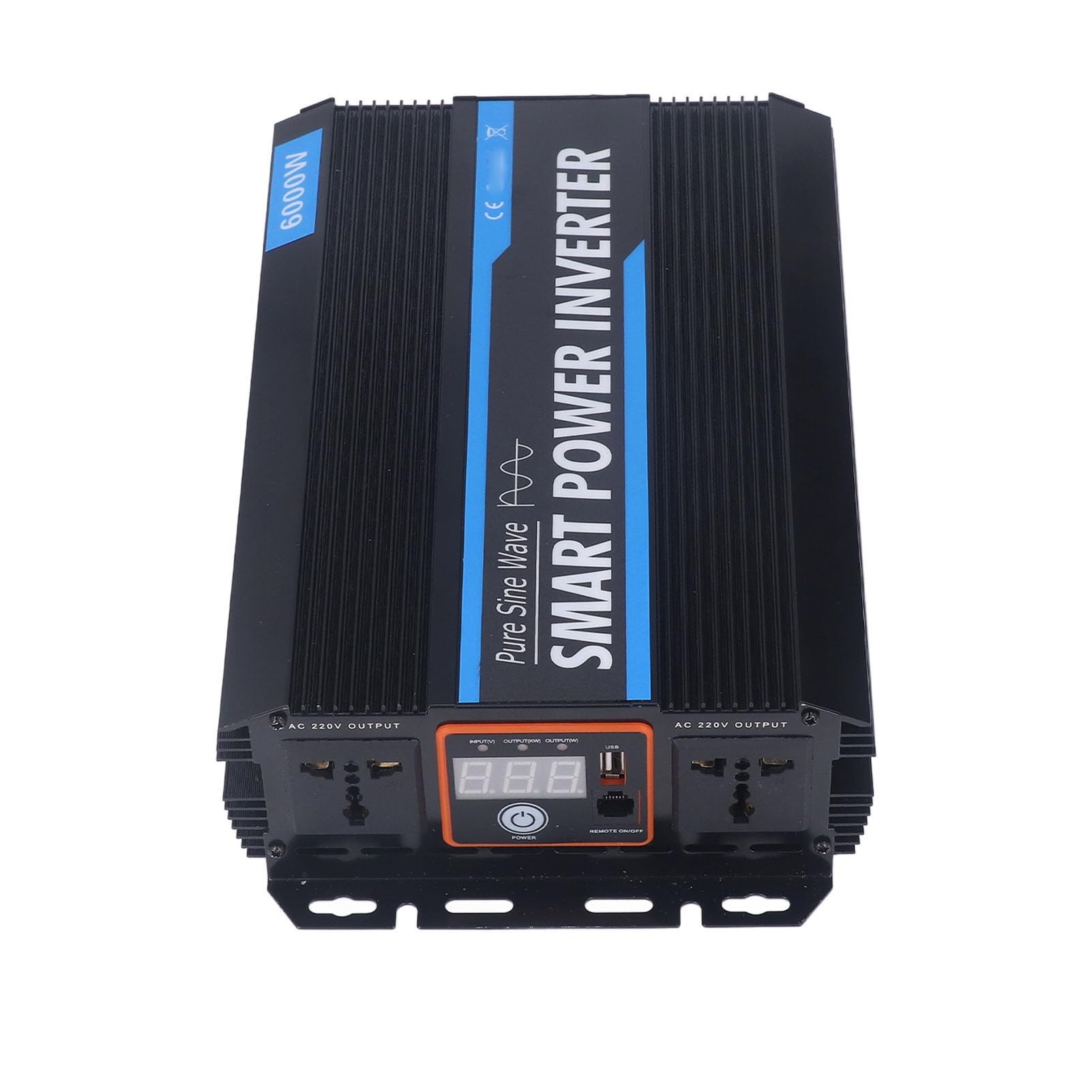 Inverter A Onda Sinusoidale Pura da 6000 W, Convertitore da 12 V CC A 220 V CA per Camper, Casa, Camion, Veicoli, Barca, Adattatore per Auto con Porte USB 5 V 2,4 A, 2 Prese CA