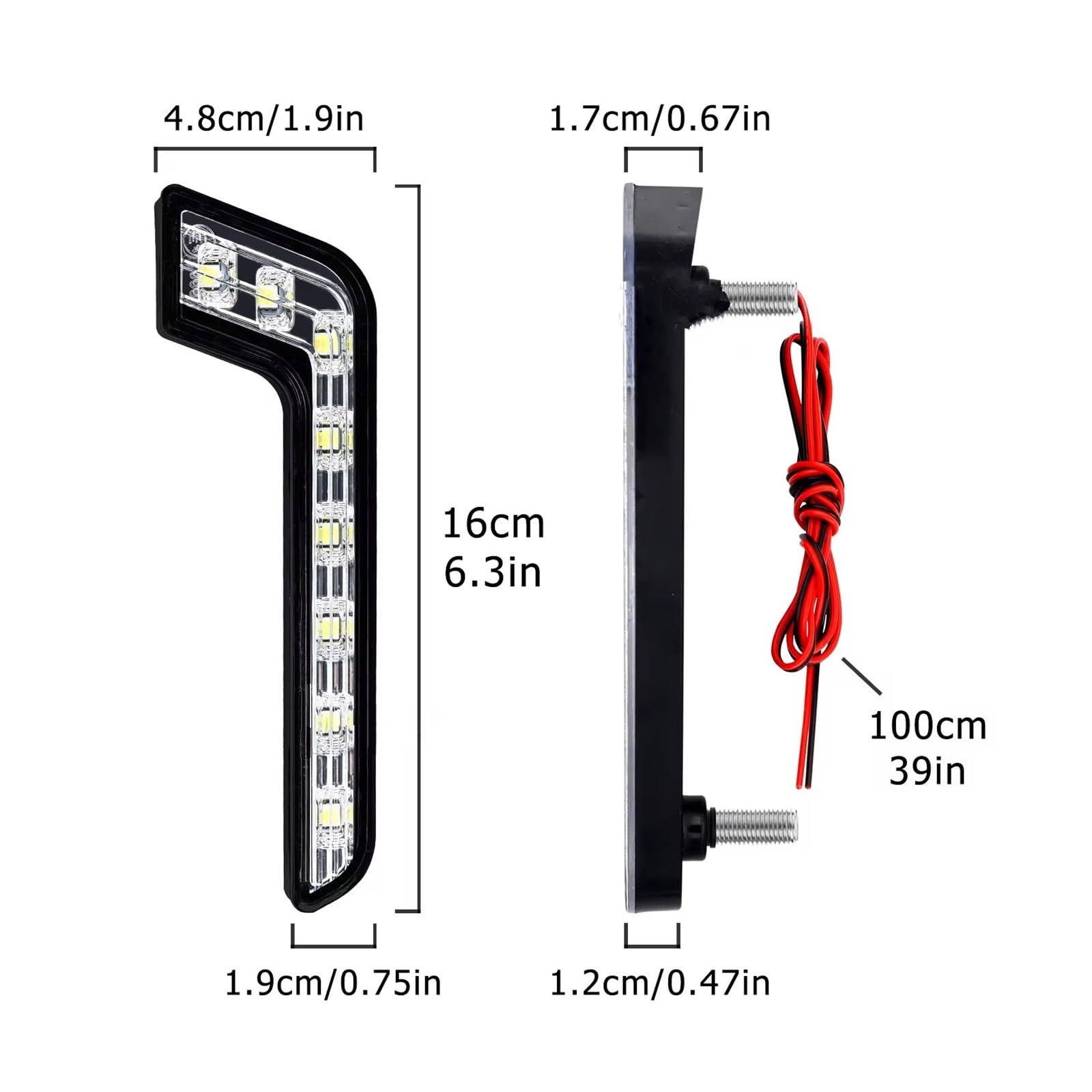 Phare Avant Lot 2 Feux Jour Blancs 12 V À 8 LED pour Pare-Chocs Avant Feu Brouillard Bande DRL Étanche Super Brillante en Forme L Universel pour Voiture Éclairage Avant Automobile