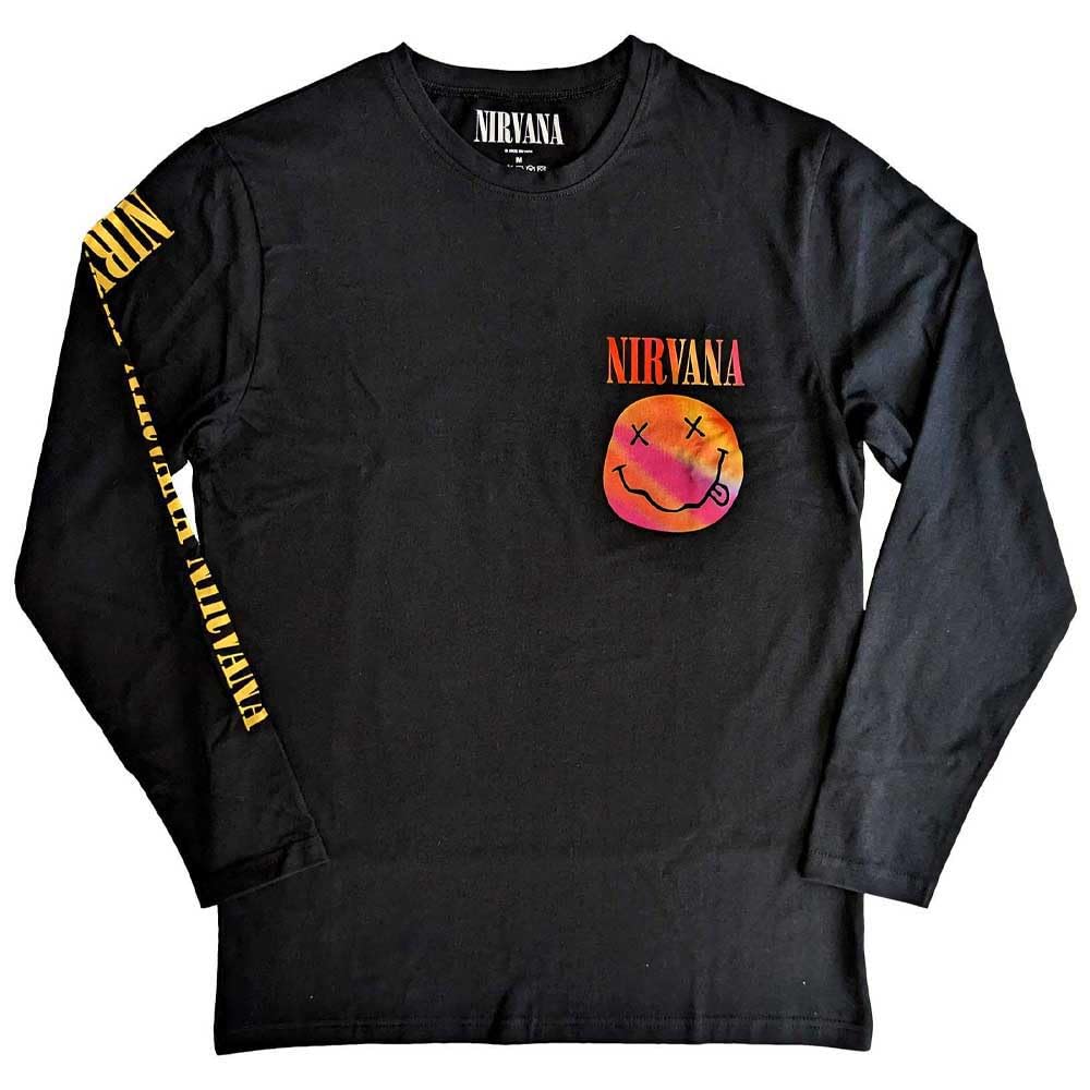 NIRVANA Tシャツ 黒 GOOD ROCK SPEED｜NIRVANA 半袖Tシャツ PIGMENT SMILE T-SHIRT