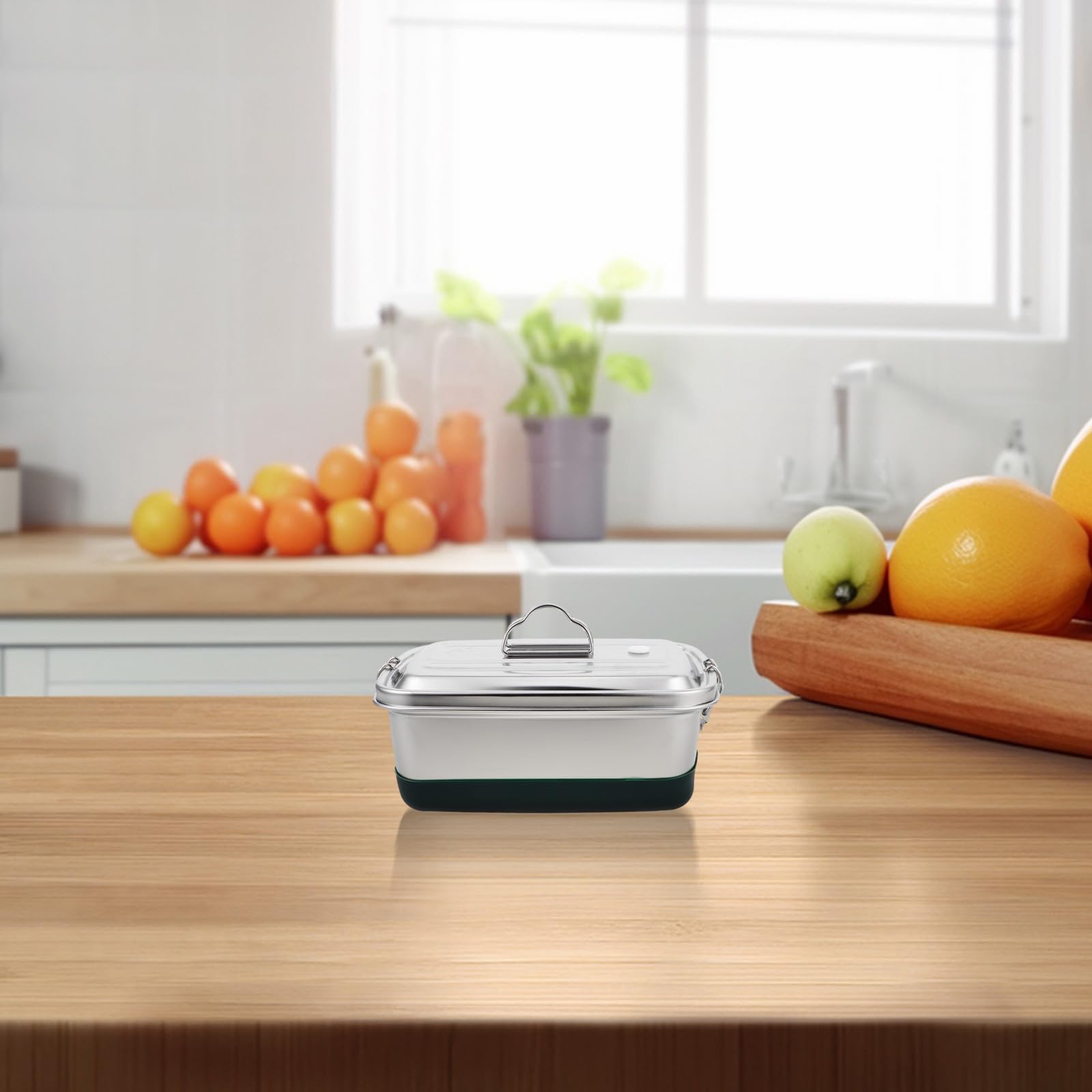 Portapranzo in Acciaio Inossidabile 3 Scomparti, Resistente Agli Urti e Portatile, per Viaggi e Lavoro, Contenitore Pranzo con Separatore in Argento