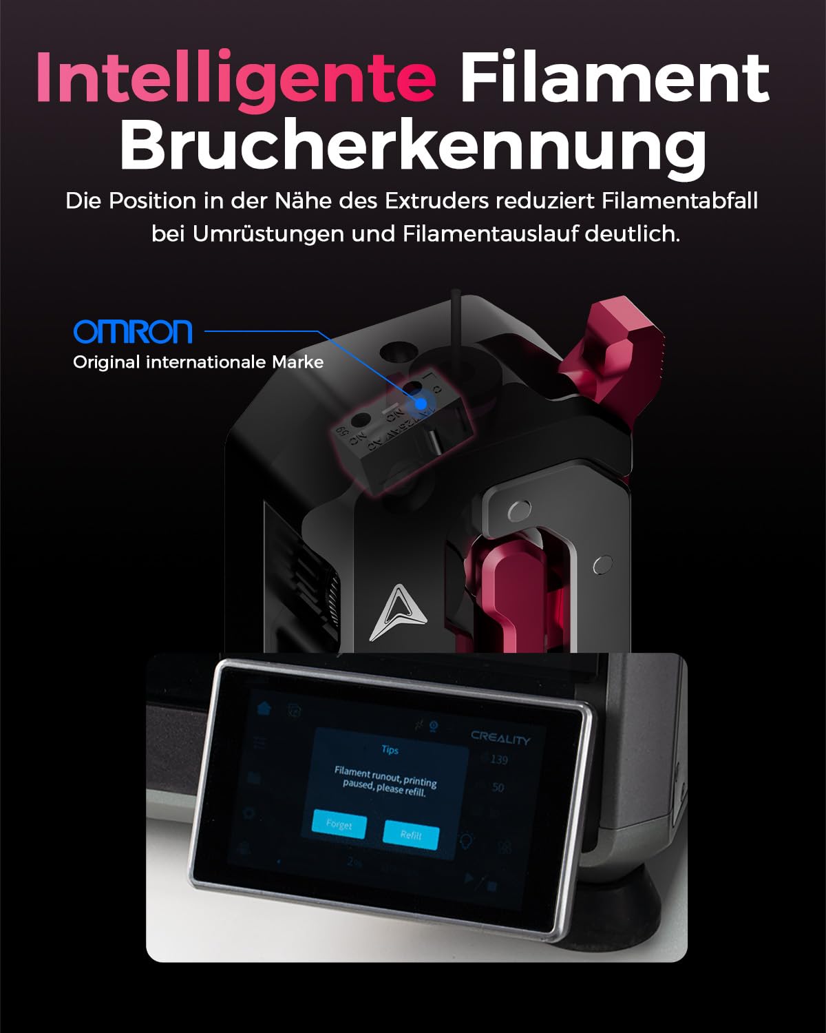 Creality Ufficiale DXC Estrusore, Kit di Aggiornamento per Estrusore serie K1 con Design Innovativo Degli Ingranaggi e Rilevamento Intelligente Della Rottura del Filamento, per K1C, K1 SE, K1 Max, K1