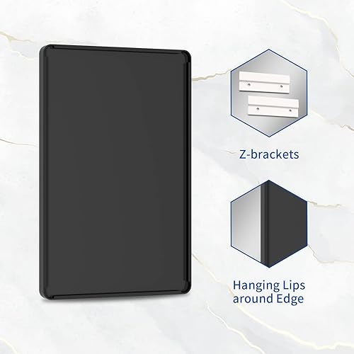 Miniatura 7 de WEER Espejo con marco negro para baño, espejo de tocador de baño negro mate de 40 x 32 pulgadas, espejo de pared rectangular con marco de metal