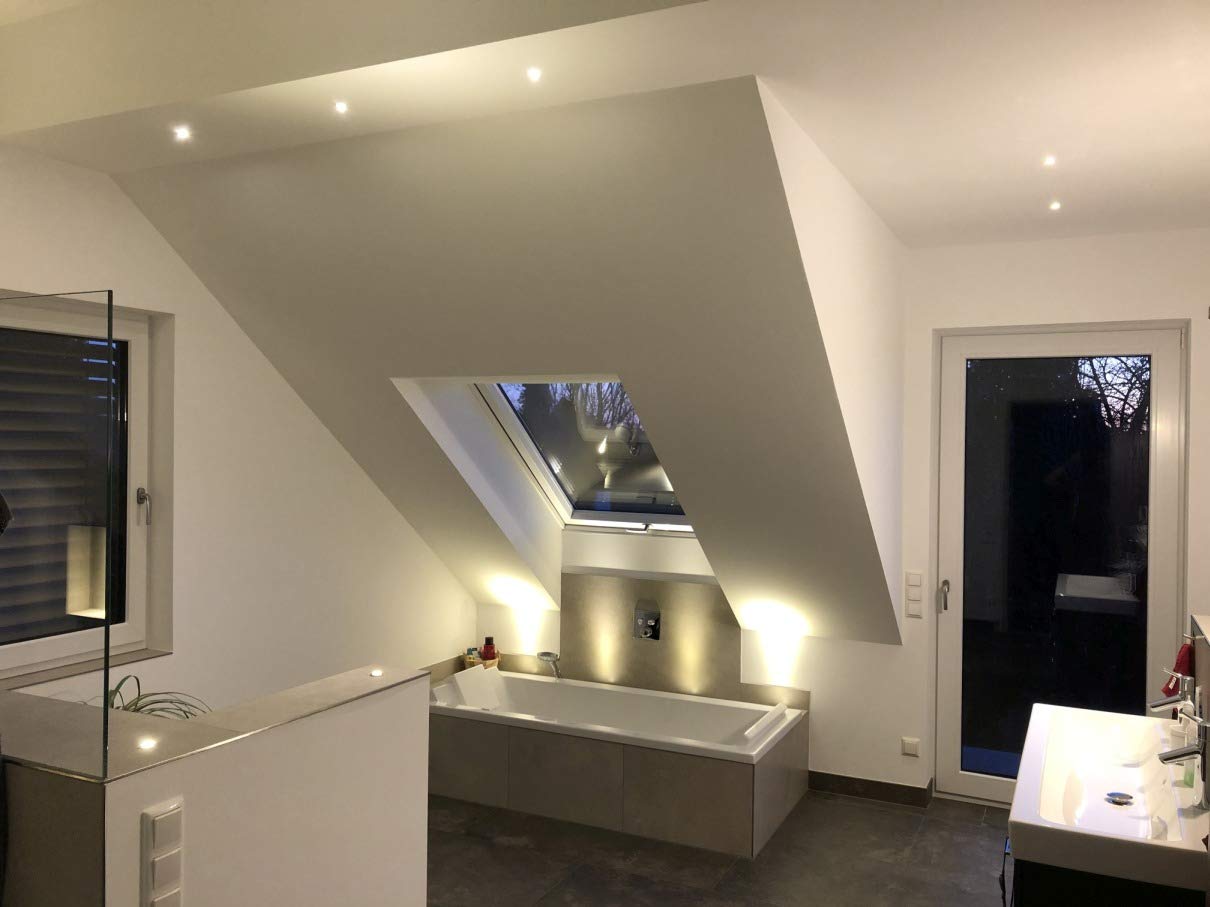 3W Mini Einbaustrahler IP65 Schutz 3000K Warmweiß,Dimmbar Funk-Netzteil, Innen- und Außenbeleuchtung für Terrassenüberdachung, Badezimmer (Silber, 4x Minispot)