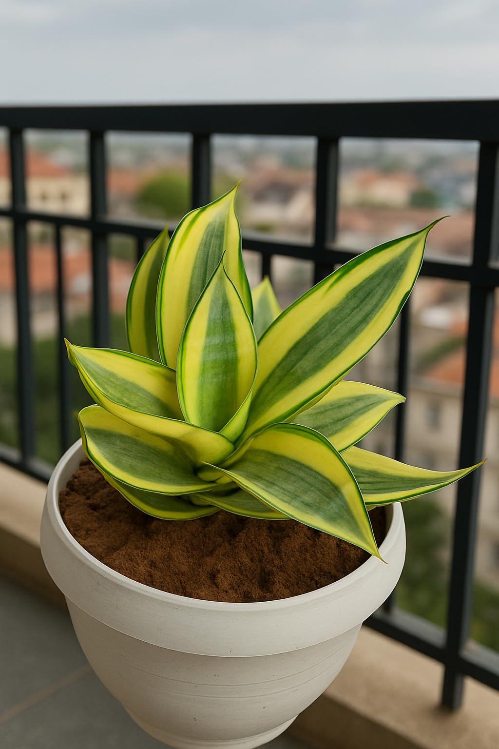 M.D.FARM AND NURSERY |live snake plant| Air Purifying Sansevieria in Self-Watering Pot | Low Maintenance Indoor Plant (Golden dwarf snake)