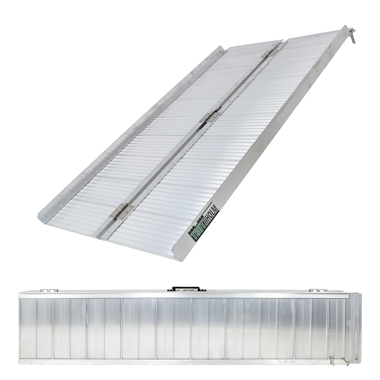 TRUTZHOLM Rollstuhlrampe klappbar – 152 cm, Traglast 272 kg, Aluminium, grau geriffelt