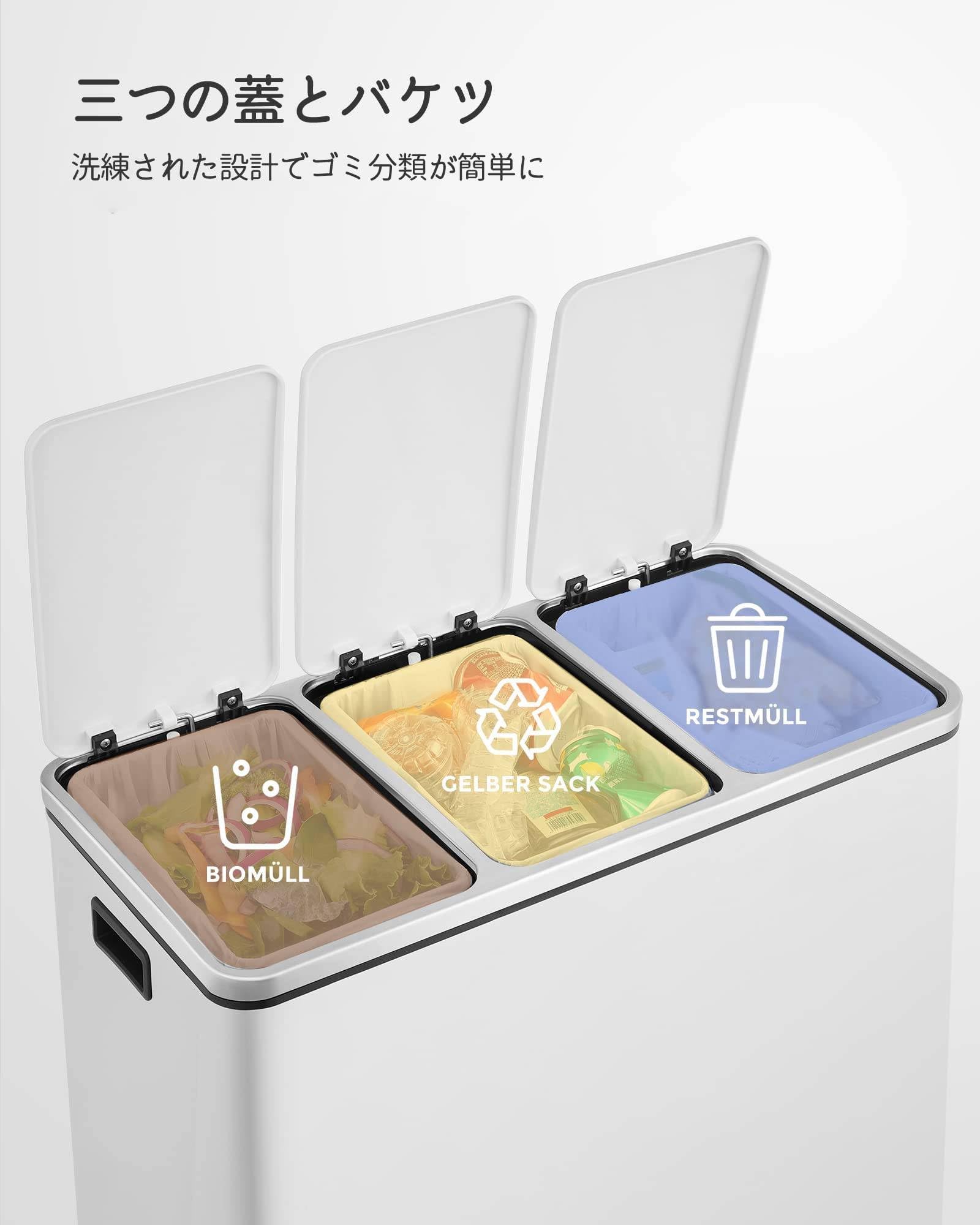 Amazon｜ゴミ箱 ダストボックス ペダル式 3分別 3×18L インナー