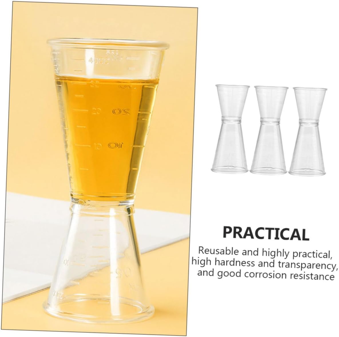 3 Piece Double Sided Plastic Jigger Bar Measuring Cup