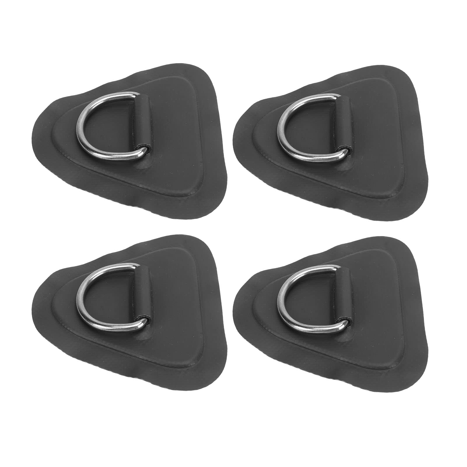 AMONIDA D Ring Patch, Triangle 4 Pièces Planche de Surf D Ring Patch Résistant à la Rouille Acier Inoxydable PVC Revêtement pour Paddle Board (Noir)