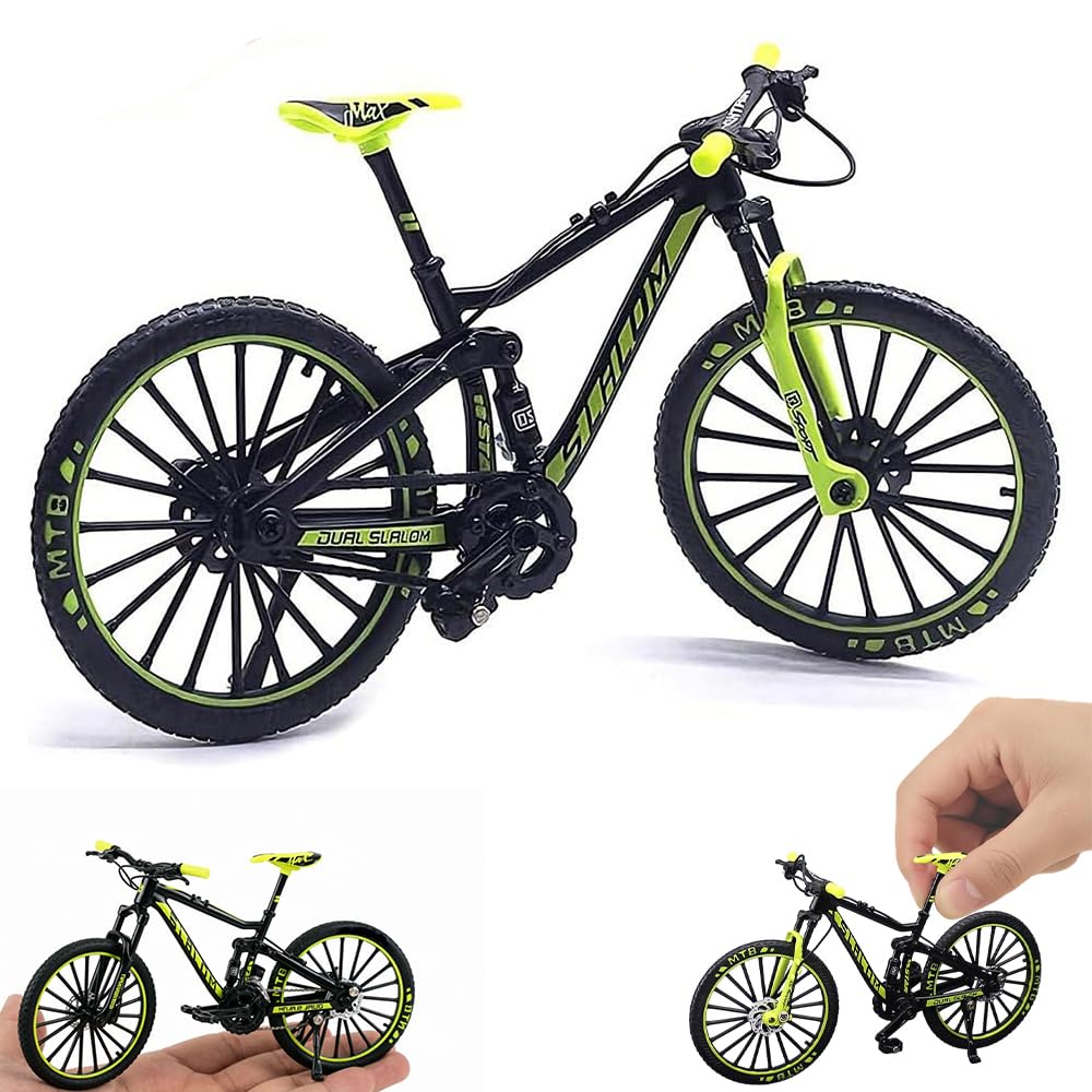 KQWVZ Mini Finger Bike, Green Mini Finger Mountain Bike with Moving Parts, Finger Bicycle Model, Miniature Mountain Bike Model, Mini Alloy Mountain Bike Toy Compact Display for Home and Office Use